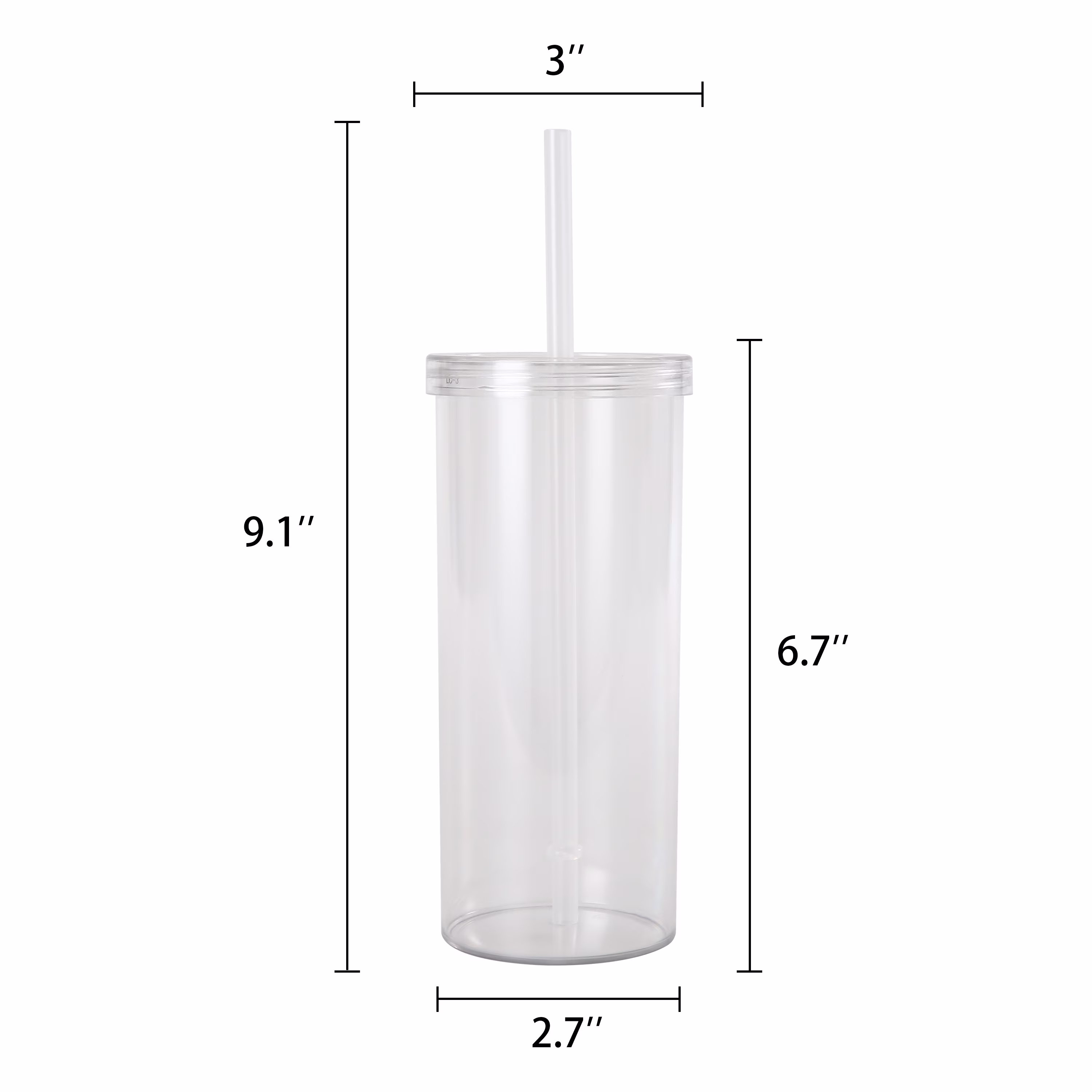 Mainstays 20 oz Clear Plastic Tumbler with Screw Top Lid and Straw