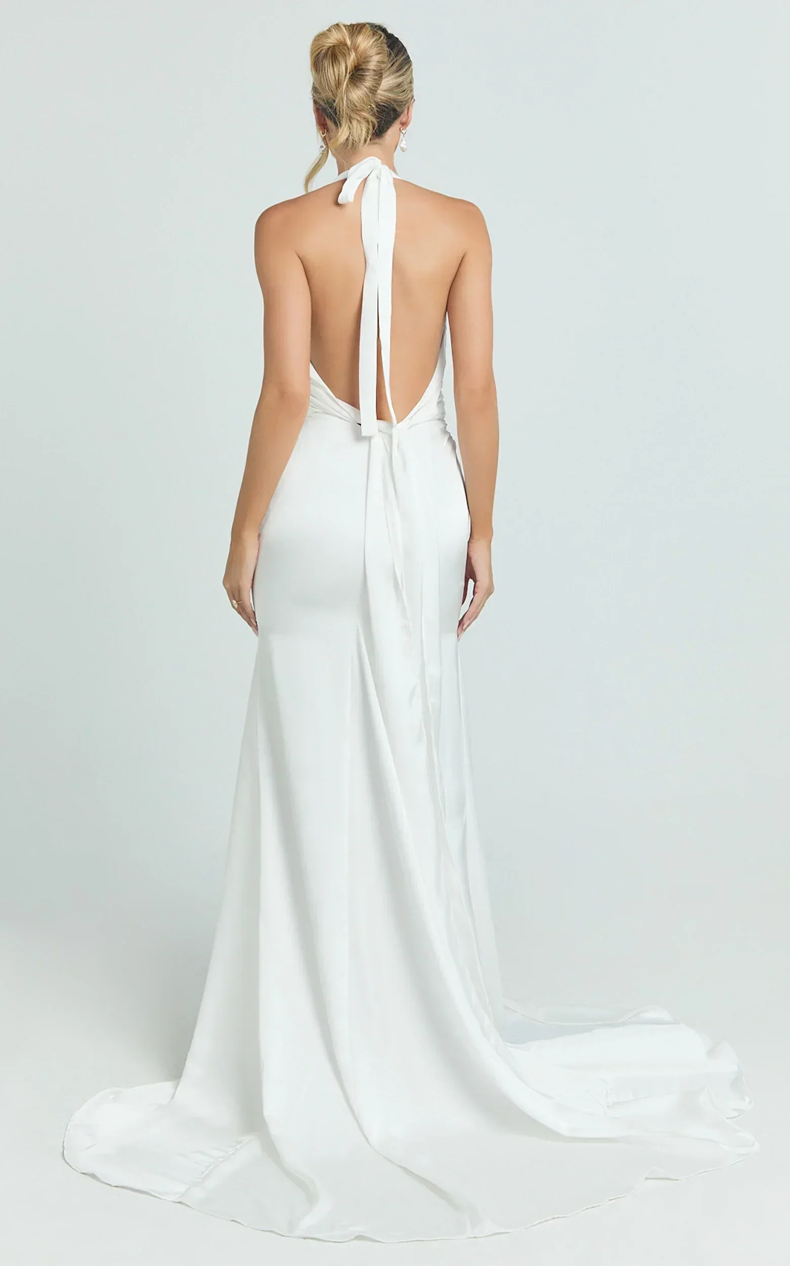 Frankie Maxi Dress - Satin Bias Cut Dress in Ivory