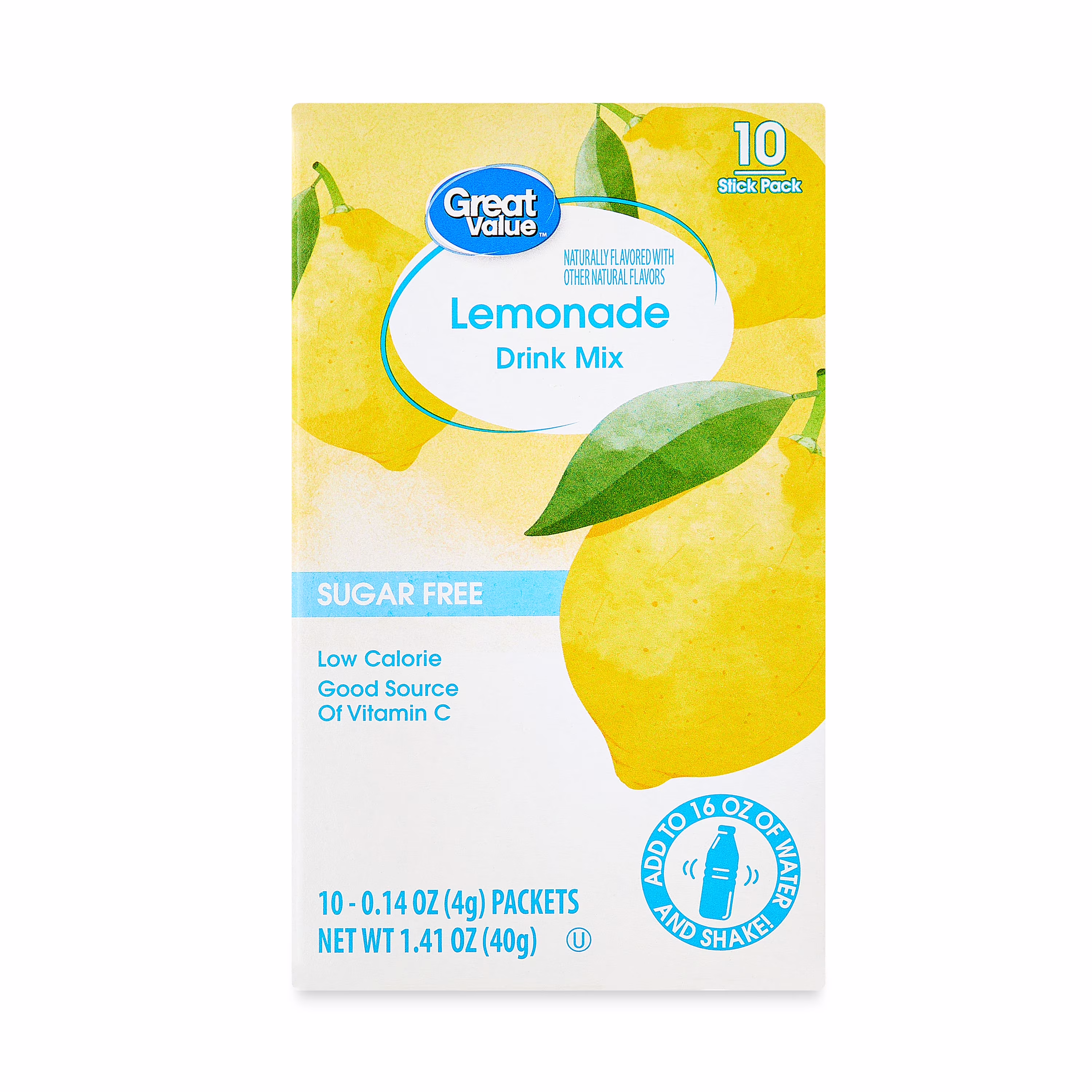 Great Value Sugar-Free Lemonade Drink Mix Packets, 10 Count, 0.14 oz Each