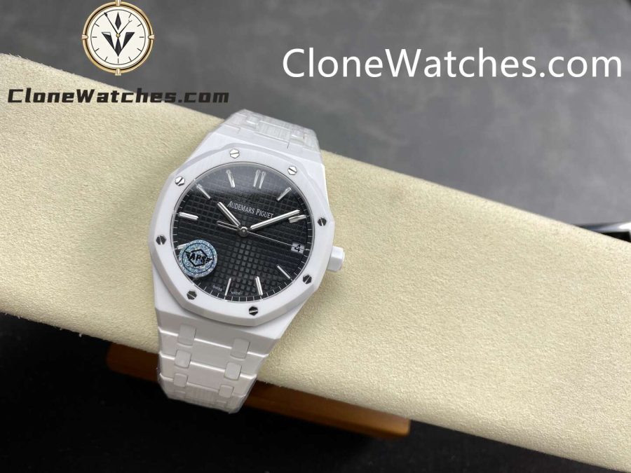 Audemars Piguet Super Clone Watches 1:1 Royal Oak White Ceramic 15500 Black Dial 41MM