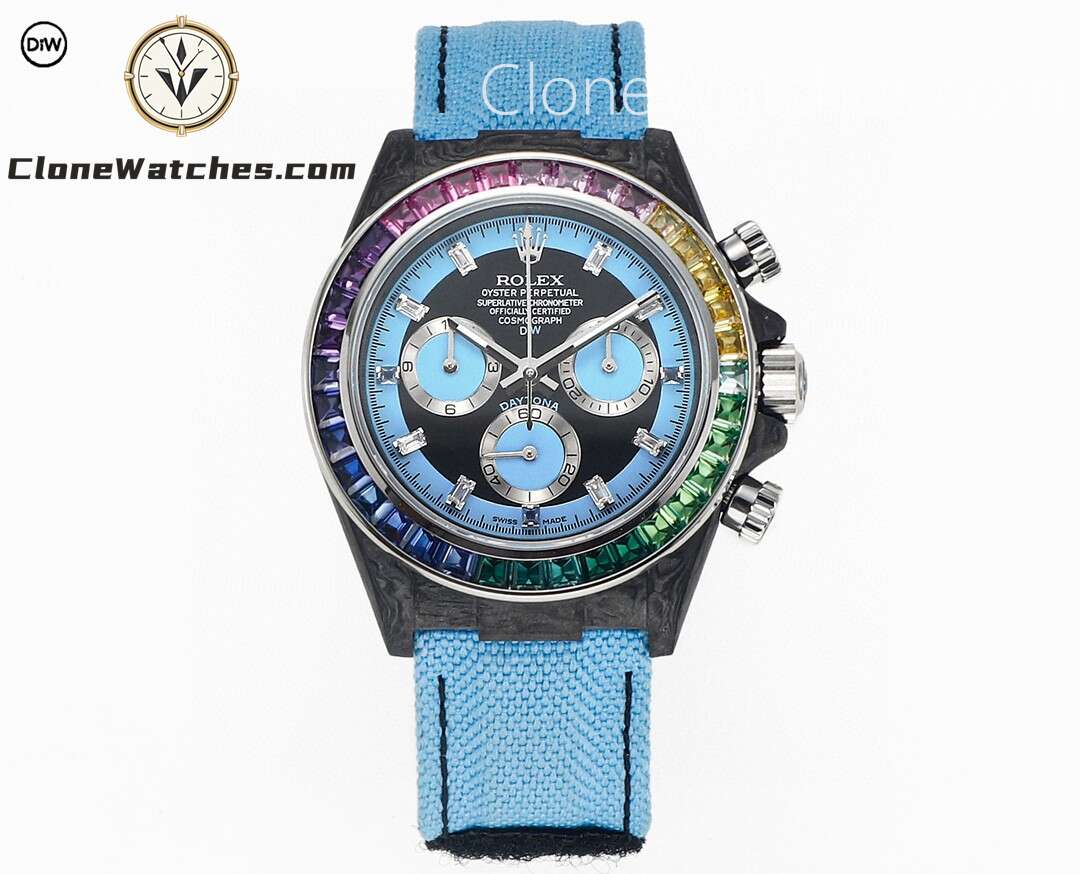 Modified Super Clone Watches 1:1 DiW Rolex Daytona Carbon Fiber RAINBOW BLUE