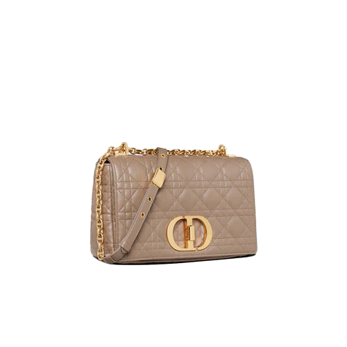 MEDIUM DIOR CARO BAG Warm Taupe Supple Cannage Calfskin