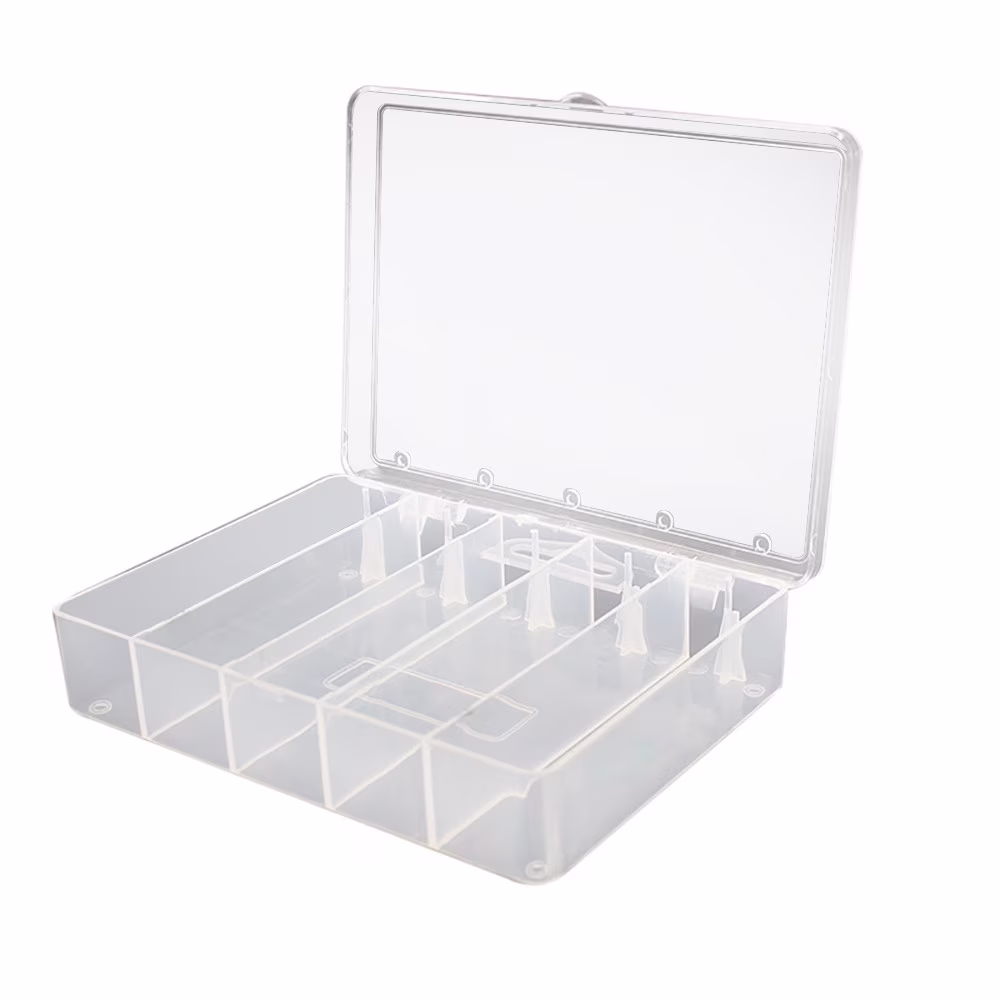 Lksixu Tacklebox for Fishing Plastic Fishing Bait Hook Tackle Storage Box Case Container 5 Compartments Fishing Pole Fishing Gear on Clearance
