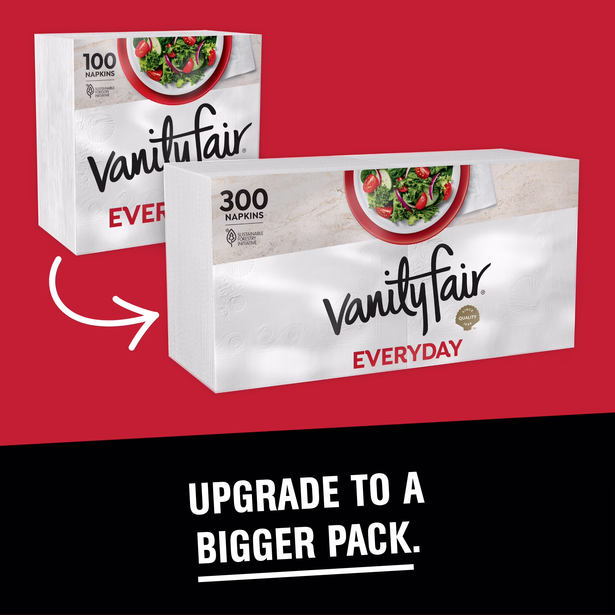 Vanity Fair Everyday 6.5 in x 6.35 in 2-Ply White Napkins (100 Count)