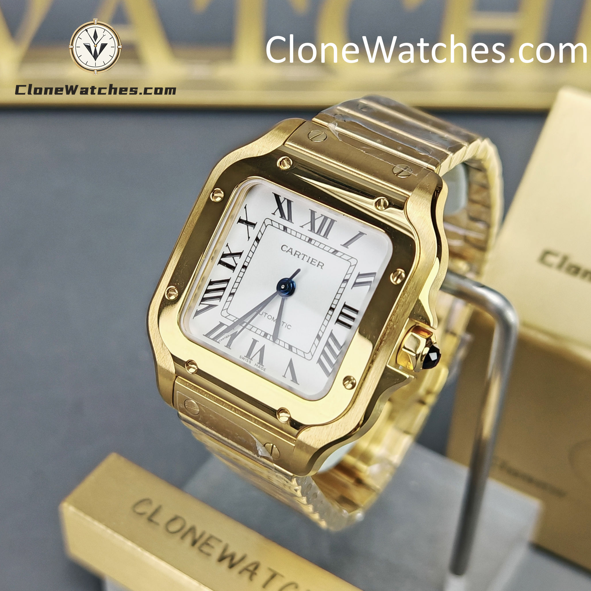 Cartier Super Clone Watches 1:1 Santos White Dial 35.1MM WGSA0030