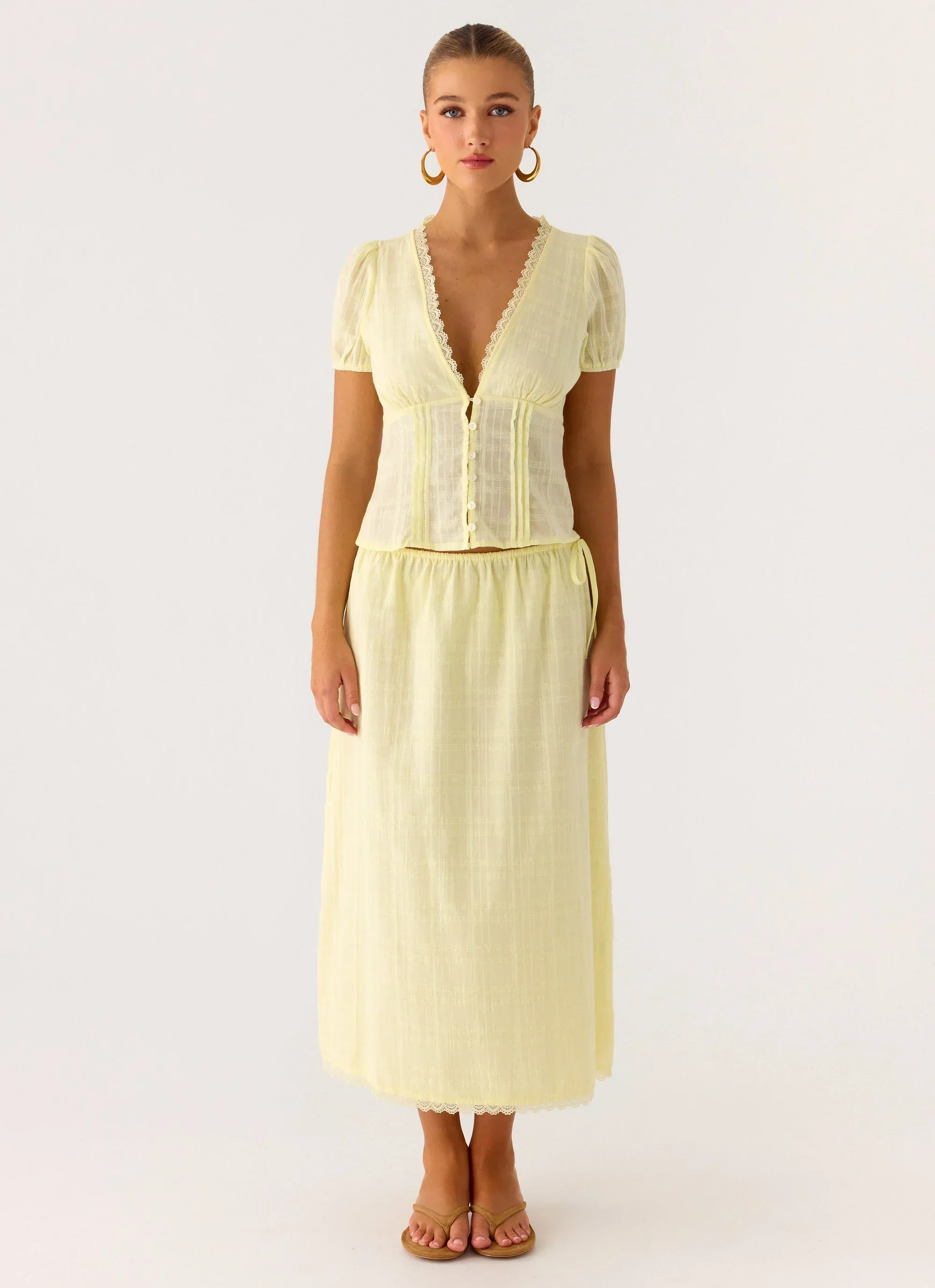 Sweet Lullaby Button Up Shirt - Lemon Yellow