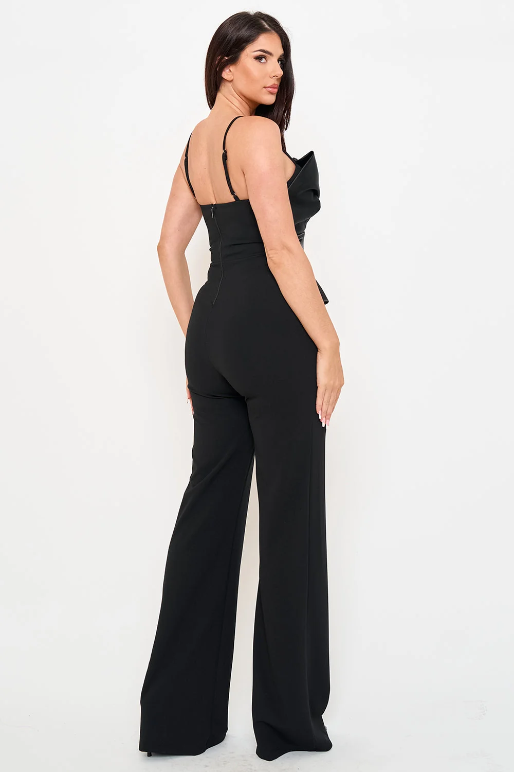 Symphony Jumpsuit - Satin Peplum Top Jumpsuit