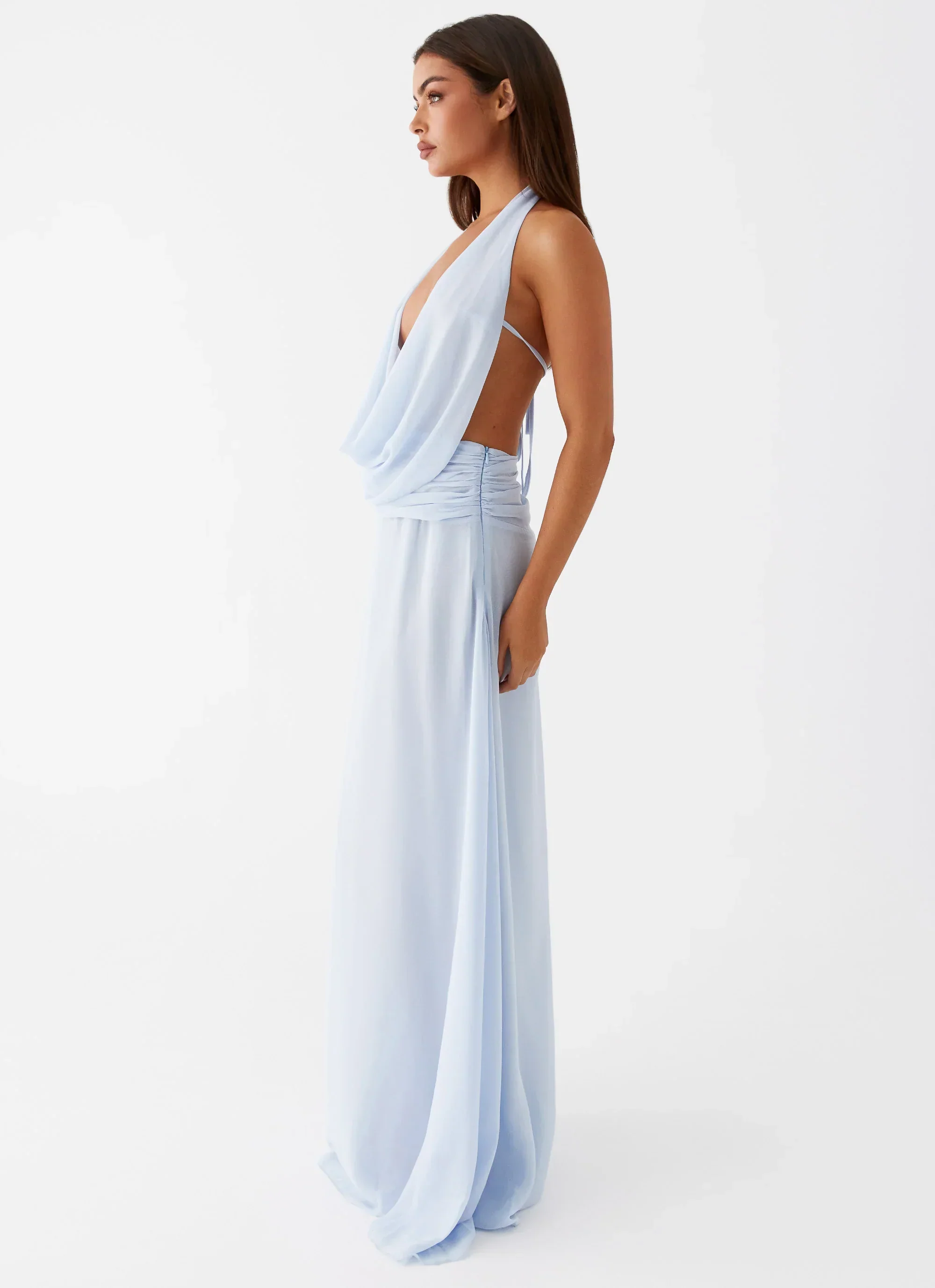 Elysia Chiffon Maxi Dress - Baby Blue