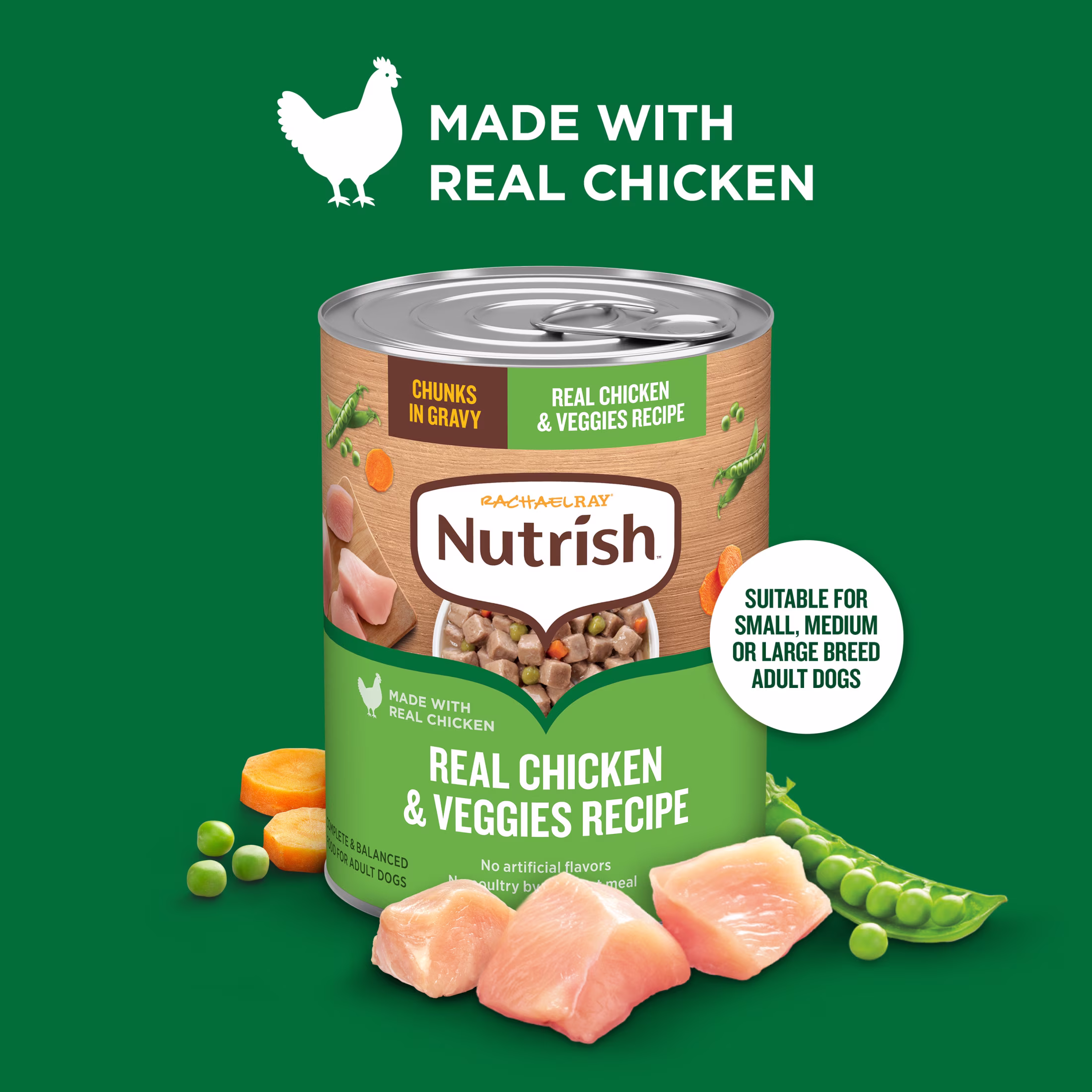 Rachael Ray Nutrish Chunks in Gravy Wet Dog Food, Real Chicken & Veggies Recipe, 13 oz. Can
