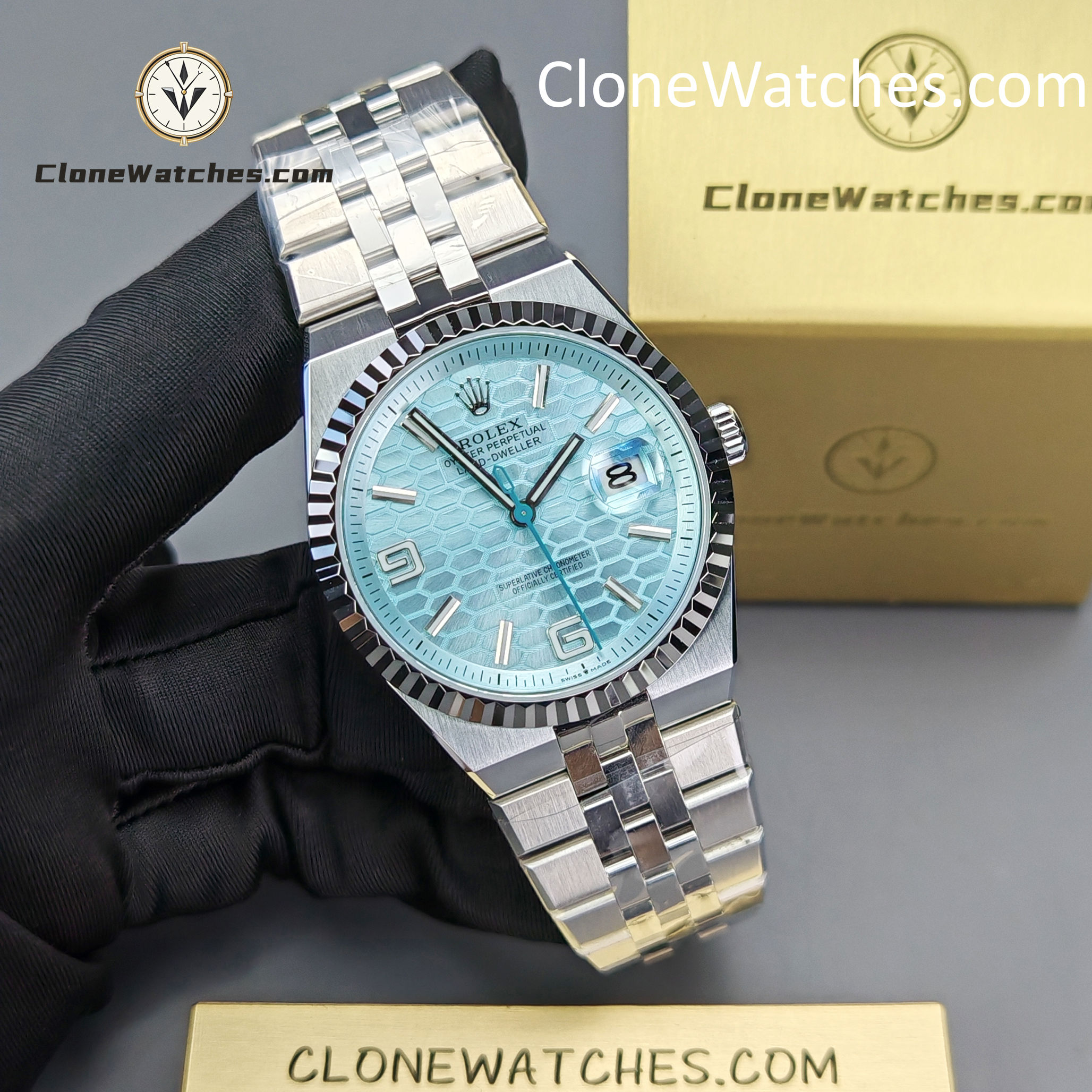 Rolex Super Clone Watches 1:1 Land-Dweller M127336-0001 Blue Dial 7135 Movement 40mm