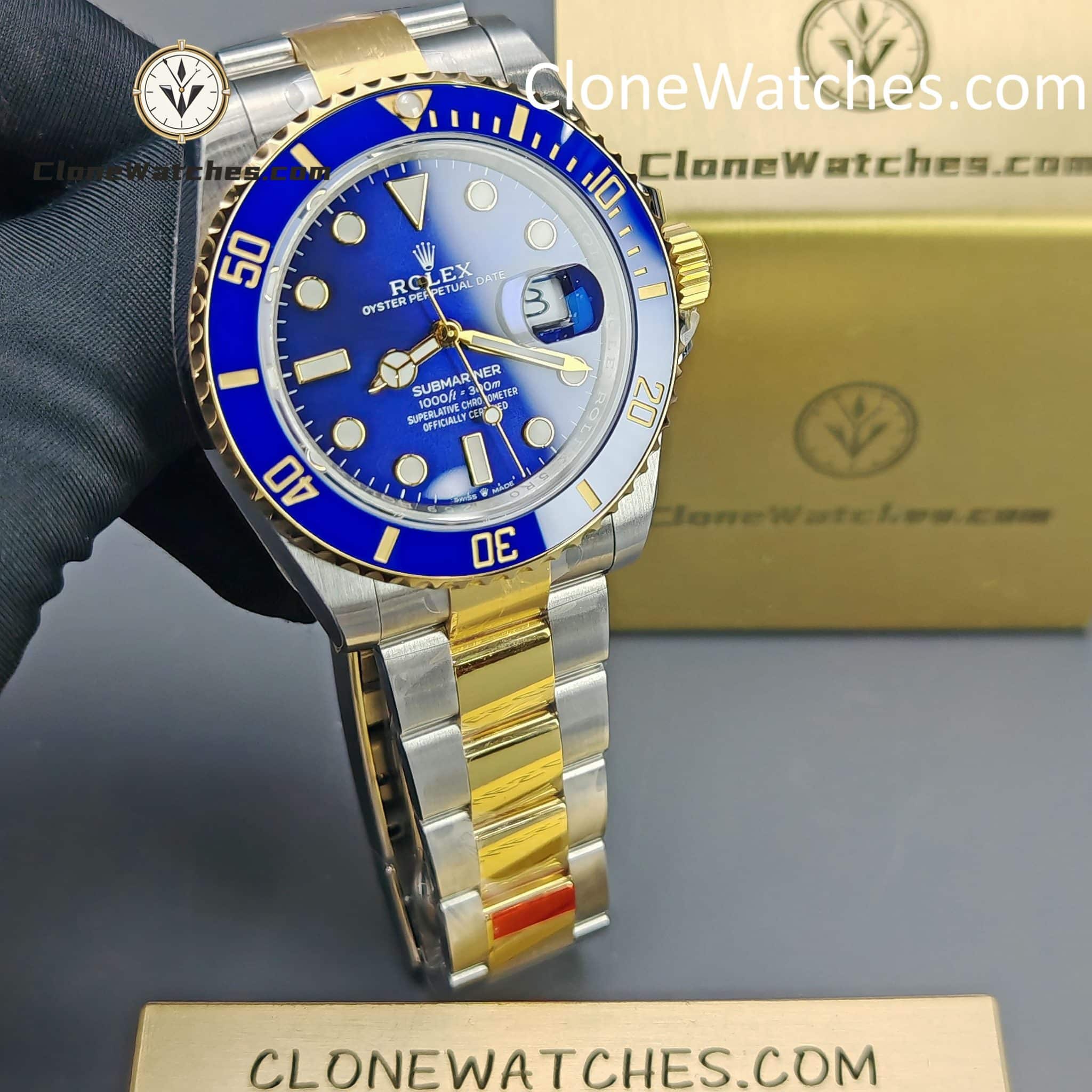Rolex Super Clone Watches 1:1 Gold Blue Dial Submariner 126613LB 3235 Movement