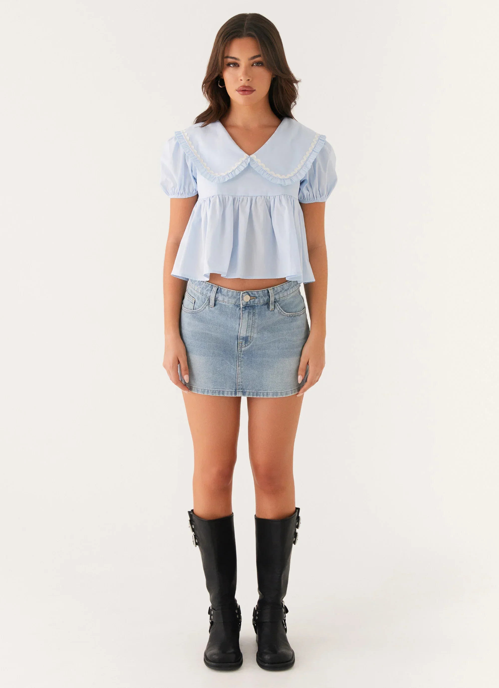 Sophie Babydoll Top - Blue