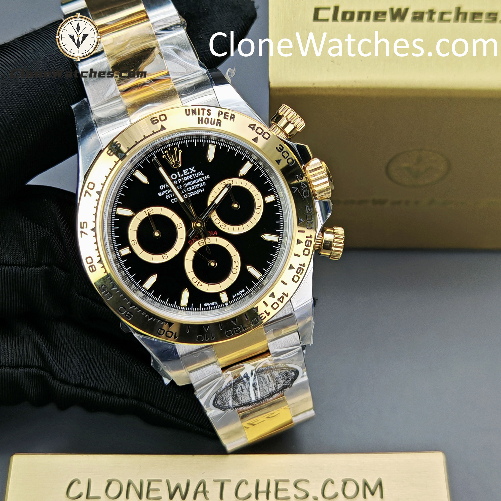 Rolex Super Clone Watches 1:1 Daytona 18k Gold Black Dial M126503-0003 4131 Movement