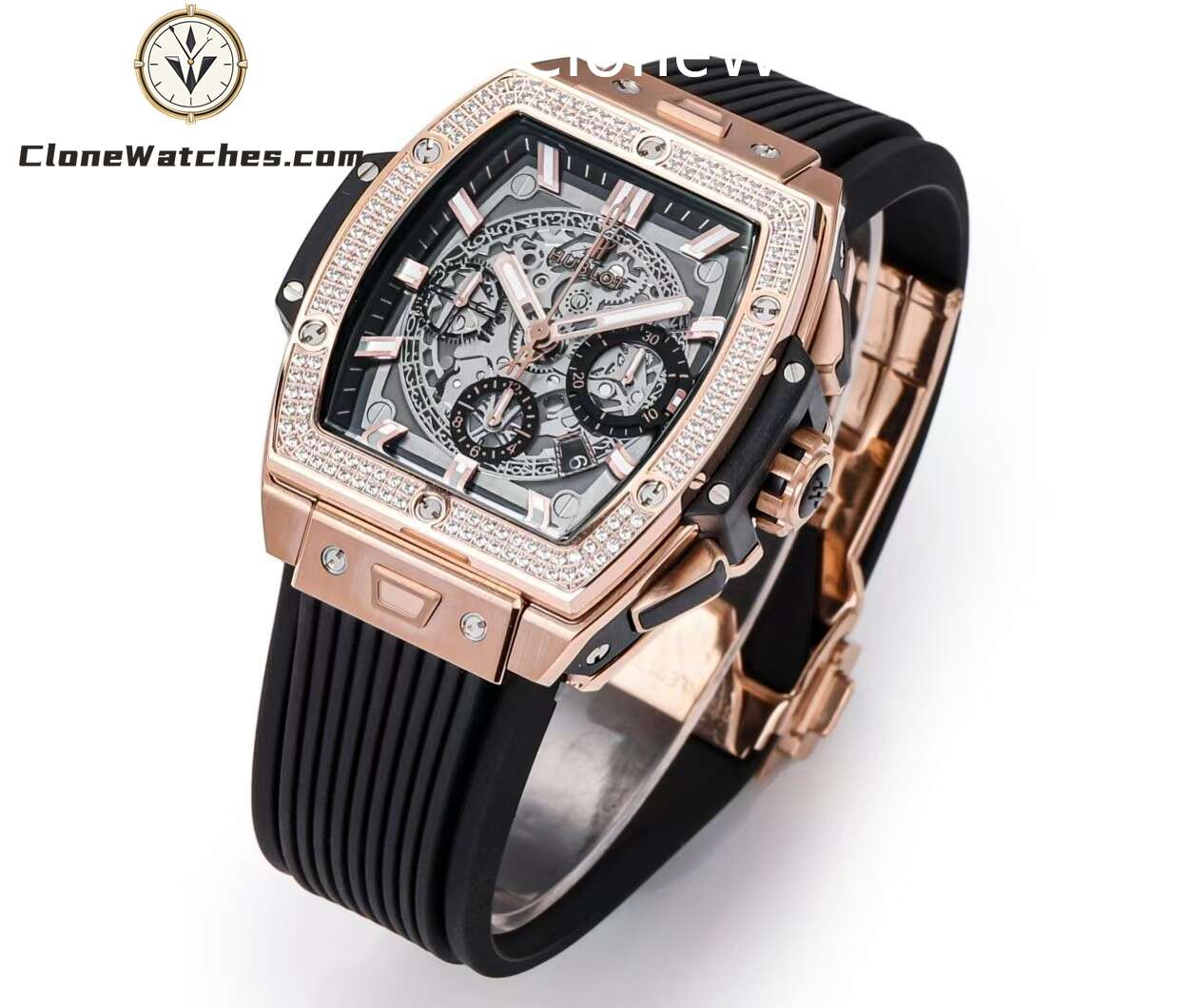Hublot Super Clone Watches 1:1 Spirit of Big Bang Rose Gold Diamonds 642.OX.0180.RX.1104
