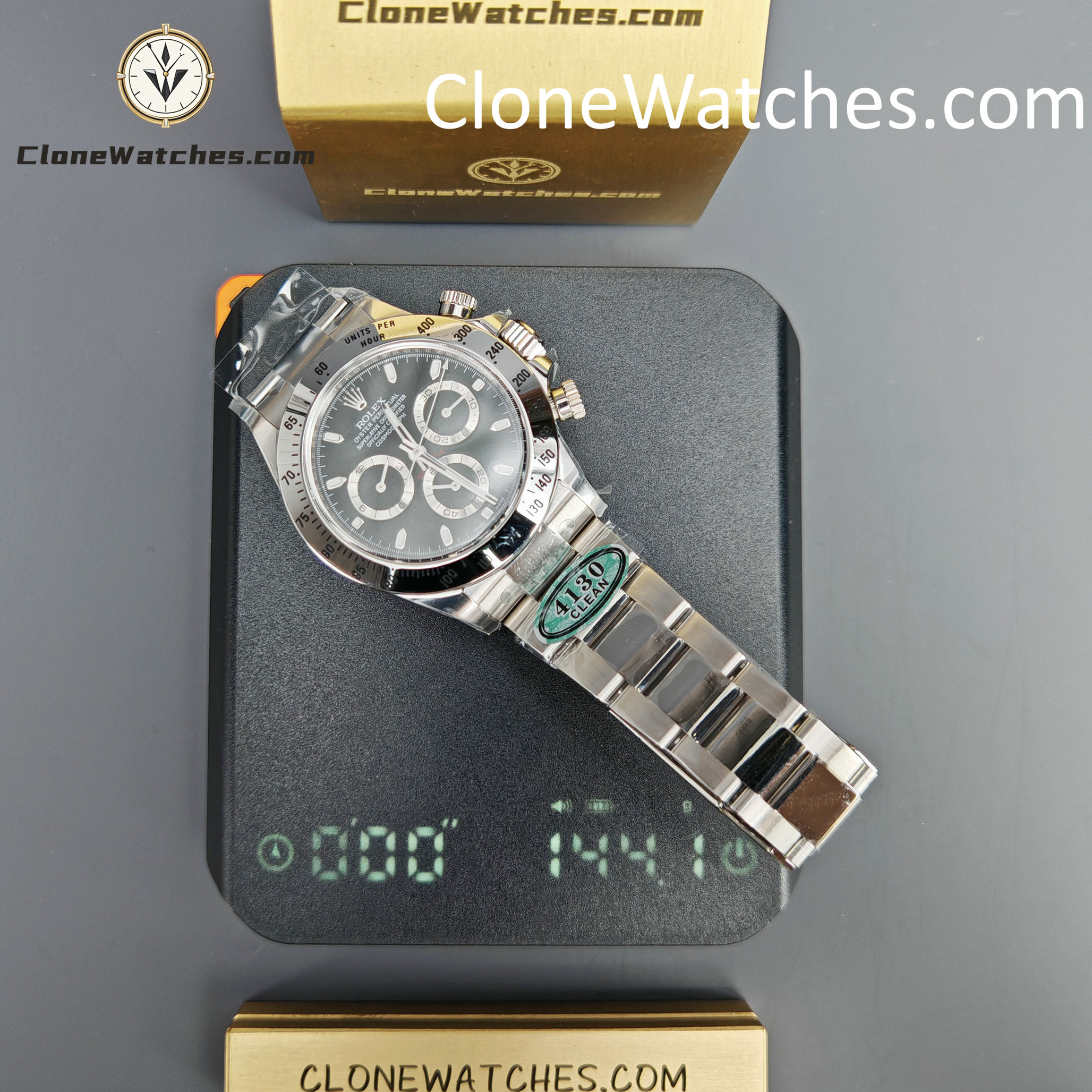 Rolex Super Clone Watches 1:1 Daytona Black Dial M116520-78590 4130 Movement
