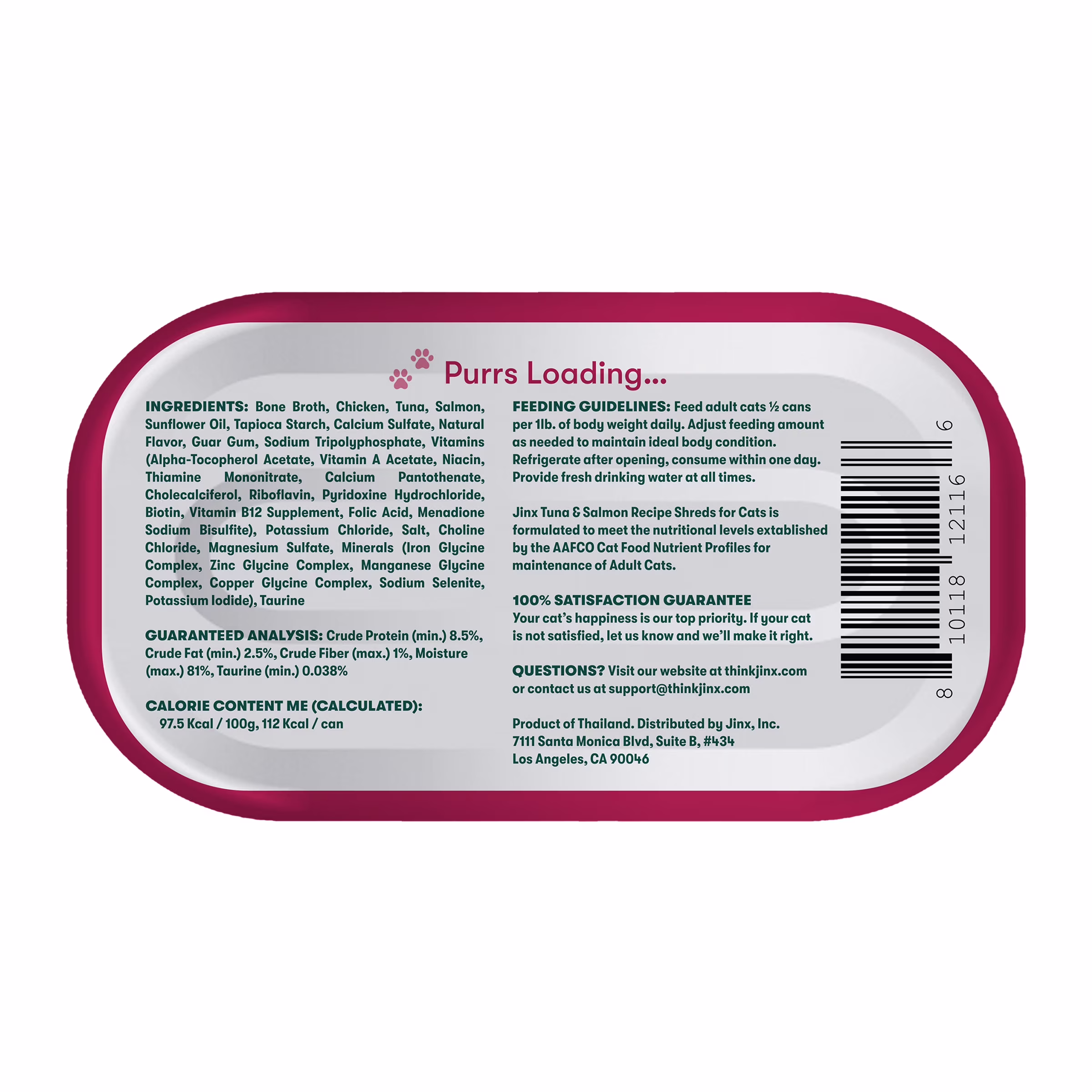Jinx Tuna & Salmon Shreds Wet Cat Food, 4.05 oz Can