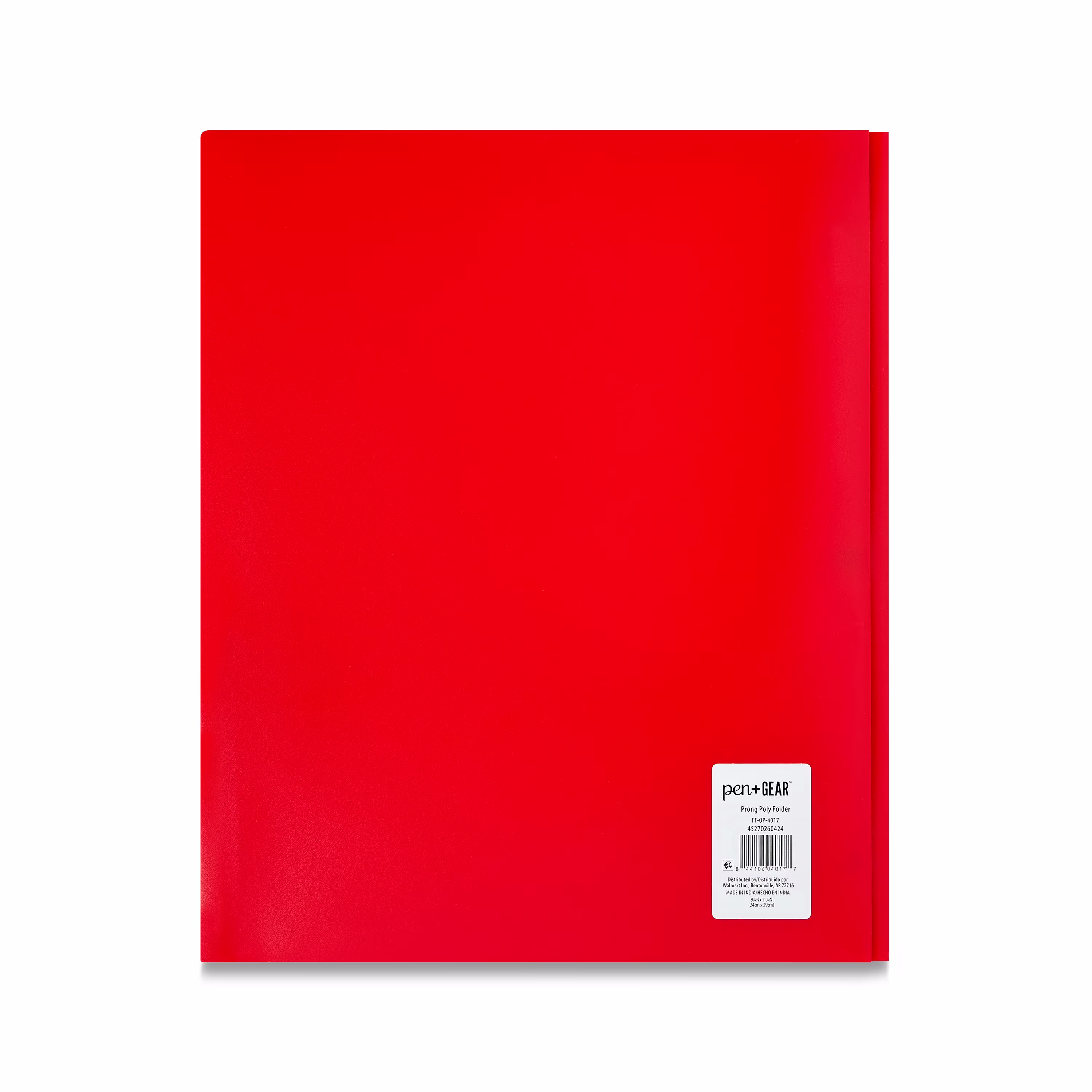 Pen+Gear 3-Prong 2-Pocket Poly Folder, Red