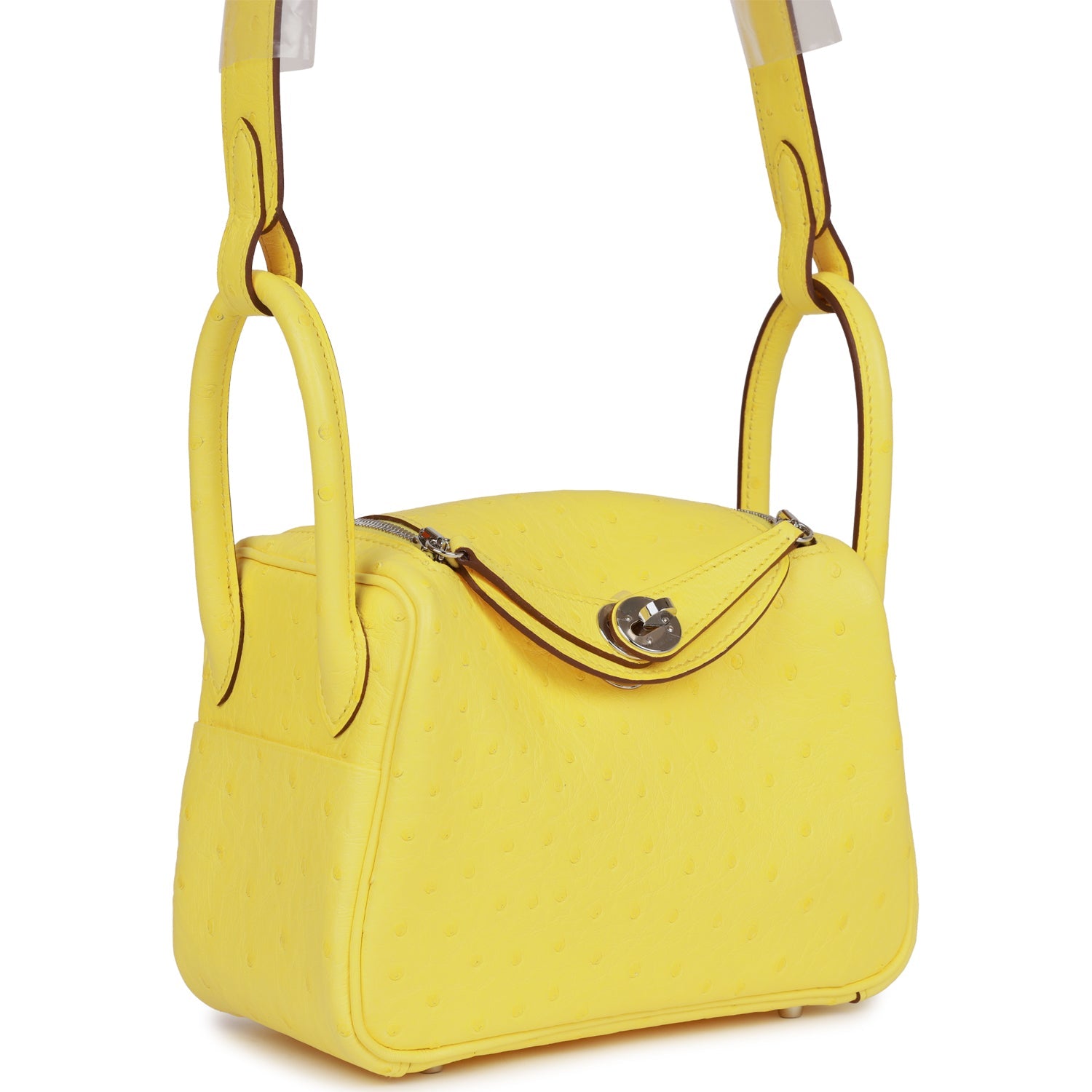 Hermes Mini Lindy Jaune Citron Ostrich Palladium Hardware