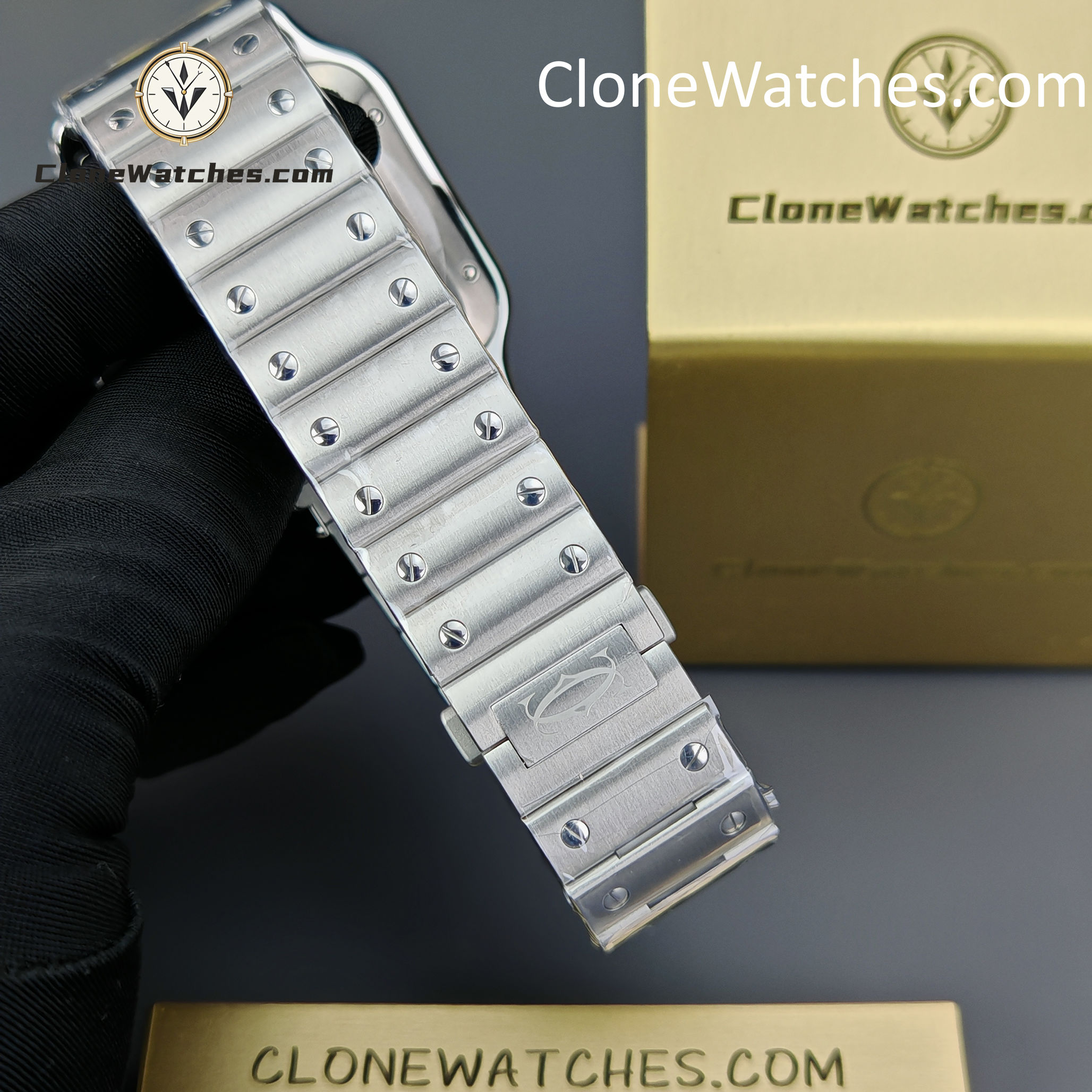 Cartier Super Clone Watches 1:1 Santos Series Gray Dial 39.8MM WSSA0037 Steel Strap