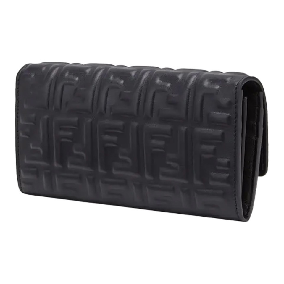 Fendi baguette3d texture leather wallet