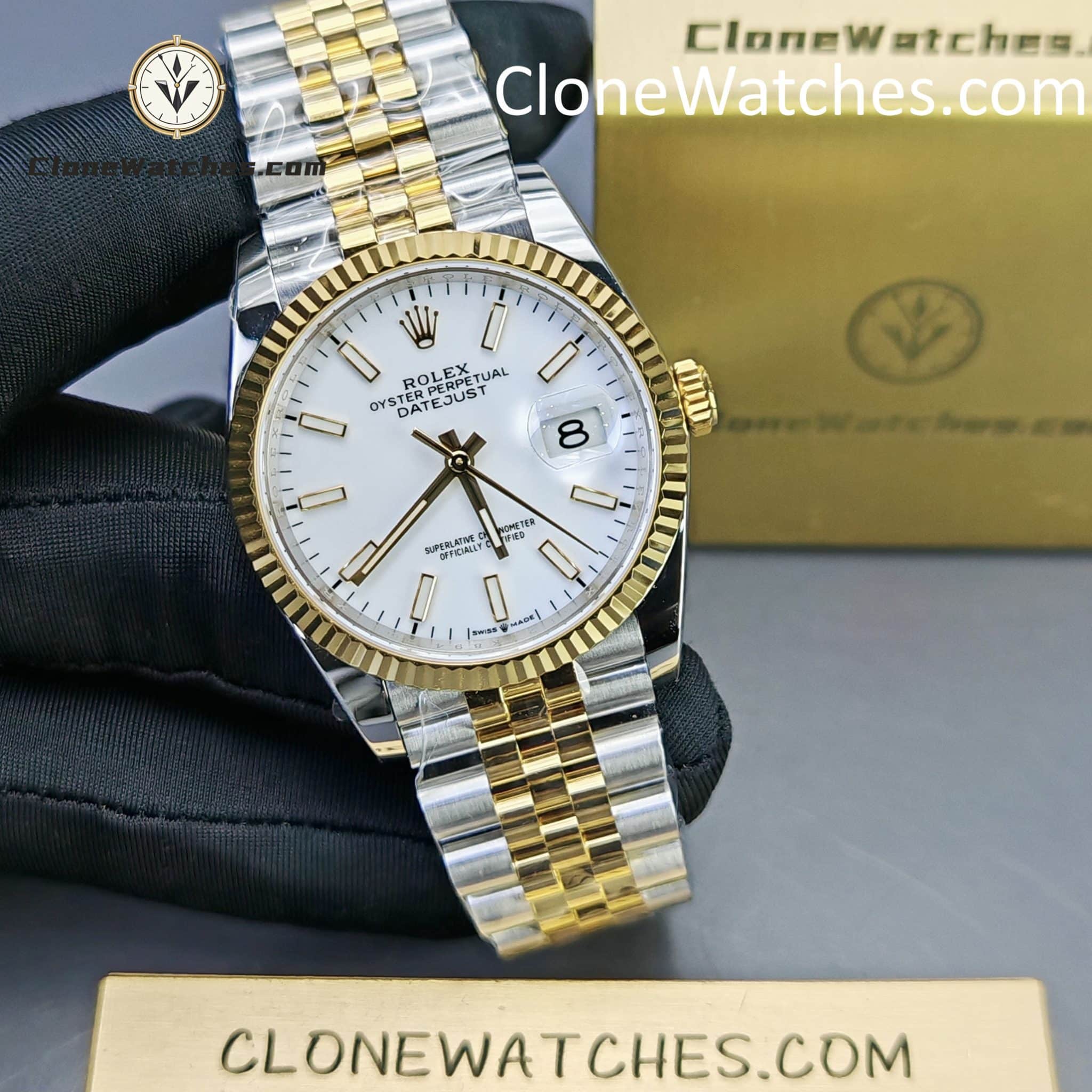Rolex Super Clone Watches 1:1 DateJust m126233-0019 White Dial Jubilee 36MM 3235 Movement