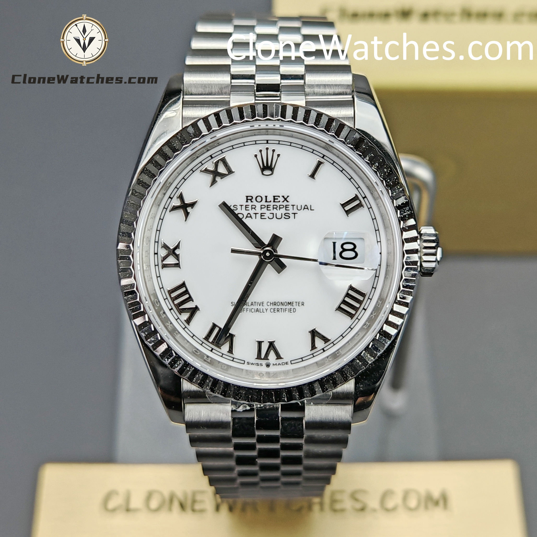 Rolex Super Clone Watches 1:1 DateJust White Dial Roman M126234 – 0025 Jubilee 36MM 3235 Movement