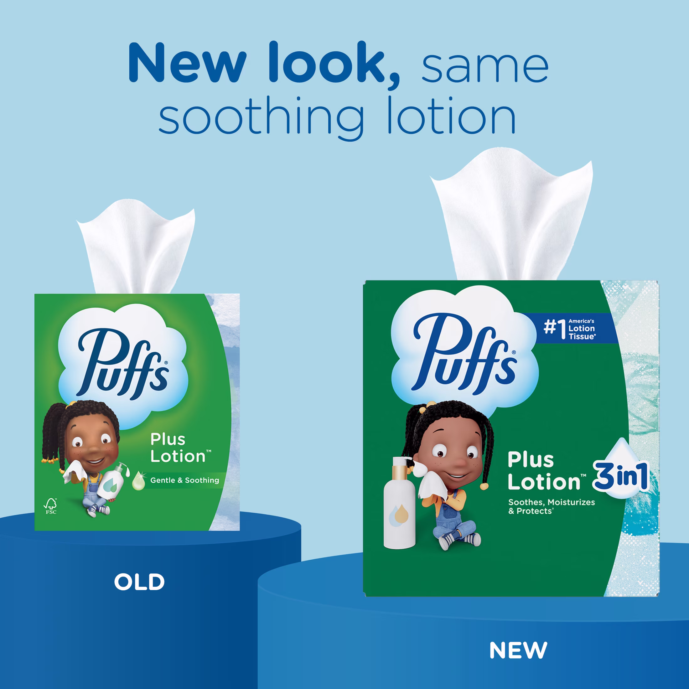 Puffs Facial Tissue Plus Lotion, 1 Rectangle Box, 124 Tissues Per Box