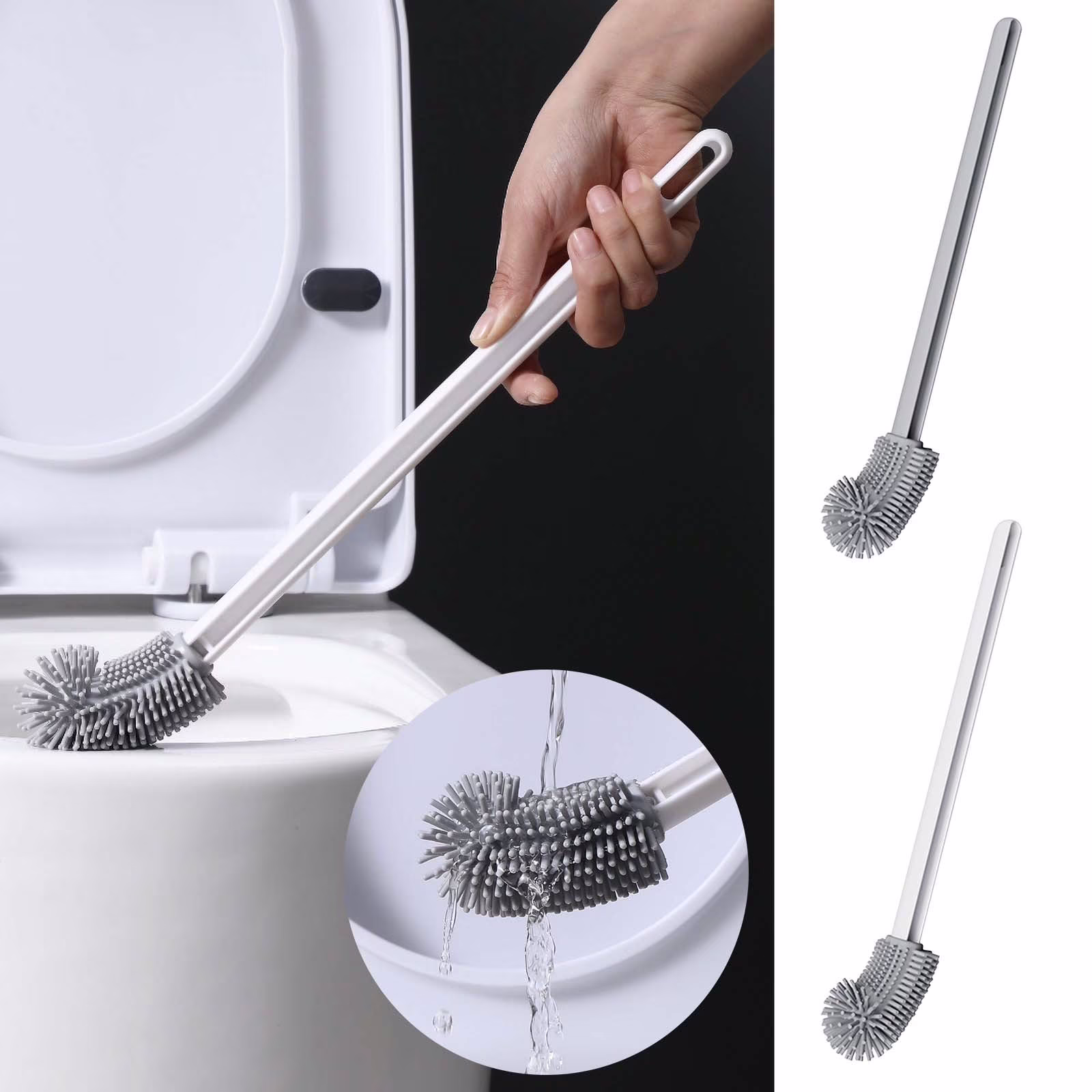 Clearance Under $10 Skegnu Plastic Toilet Brush Household No Dead Angle Toilet Brush Bathroom Long Handle Cleaning Brush Toilet Cleaner