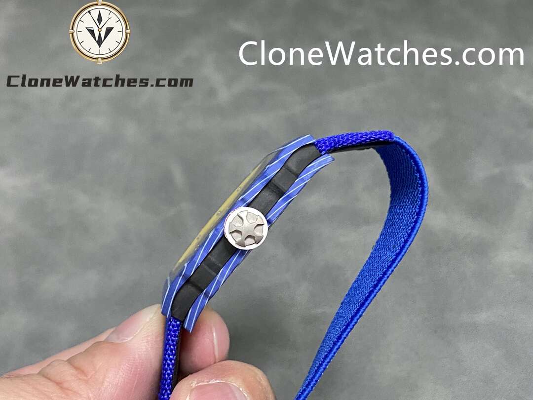 Richard Mille Super Clone Watches 1:1 RM 67 – 02 Blue Carbon Tourbillon Blue Strap