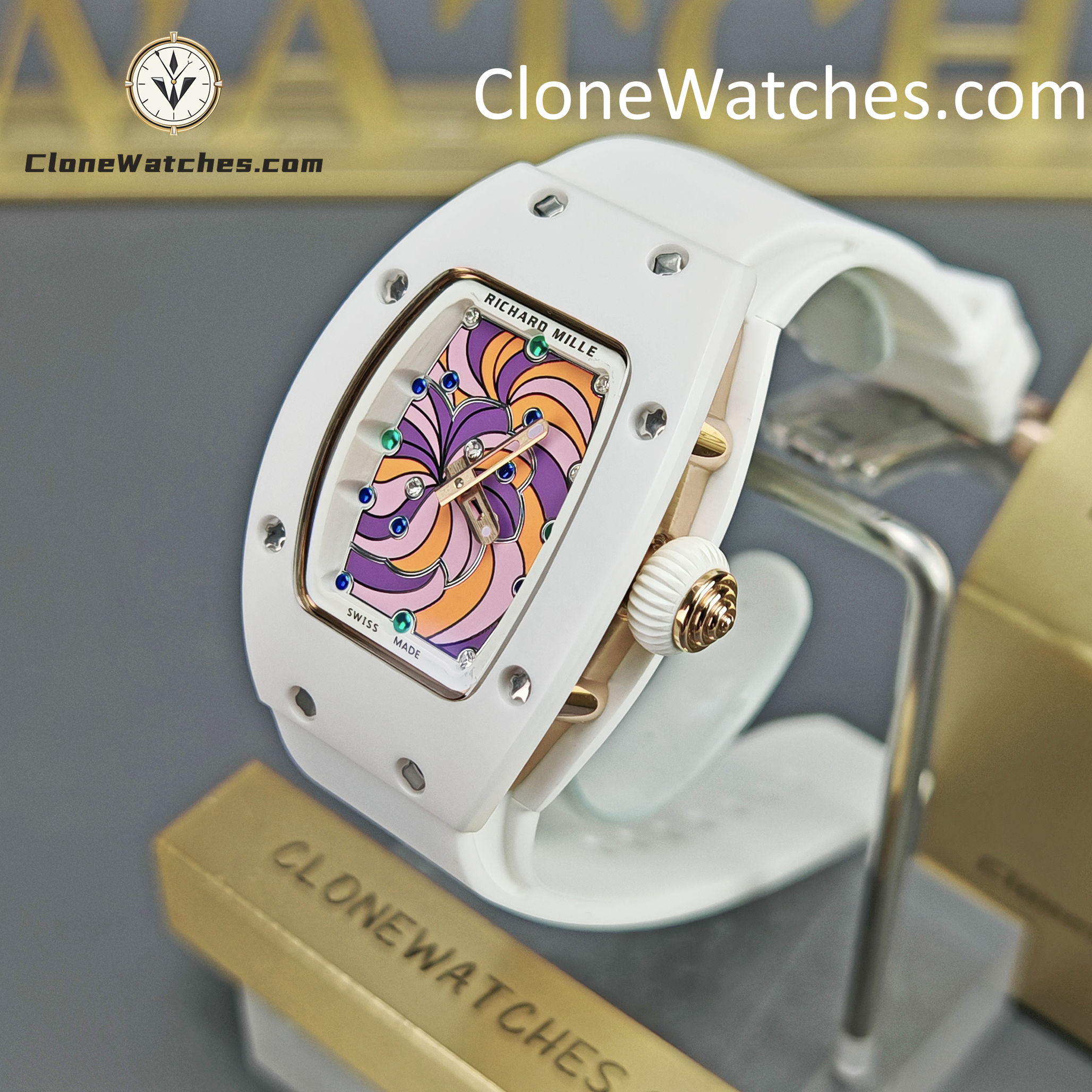 Richard Mille Super Clone Watches 1:1 RM 07 – 01 White Ceramic Marshmallow Dial White Strap