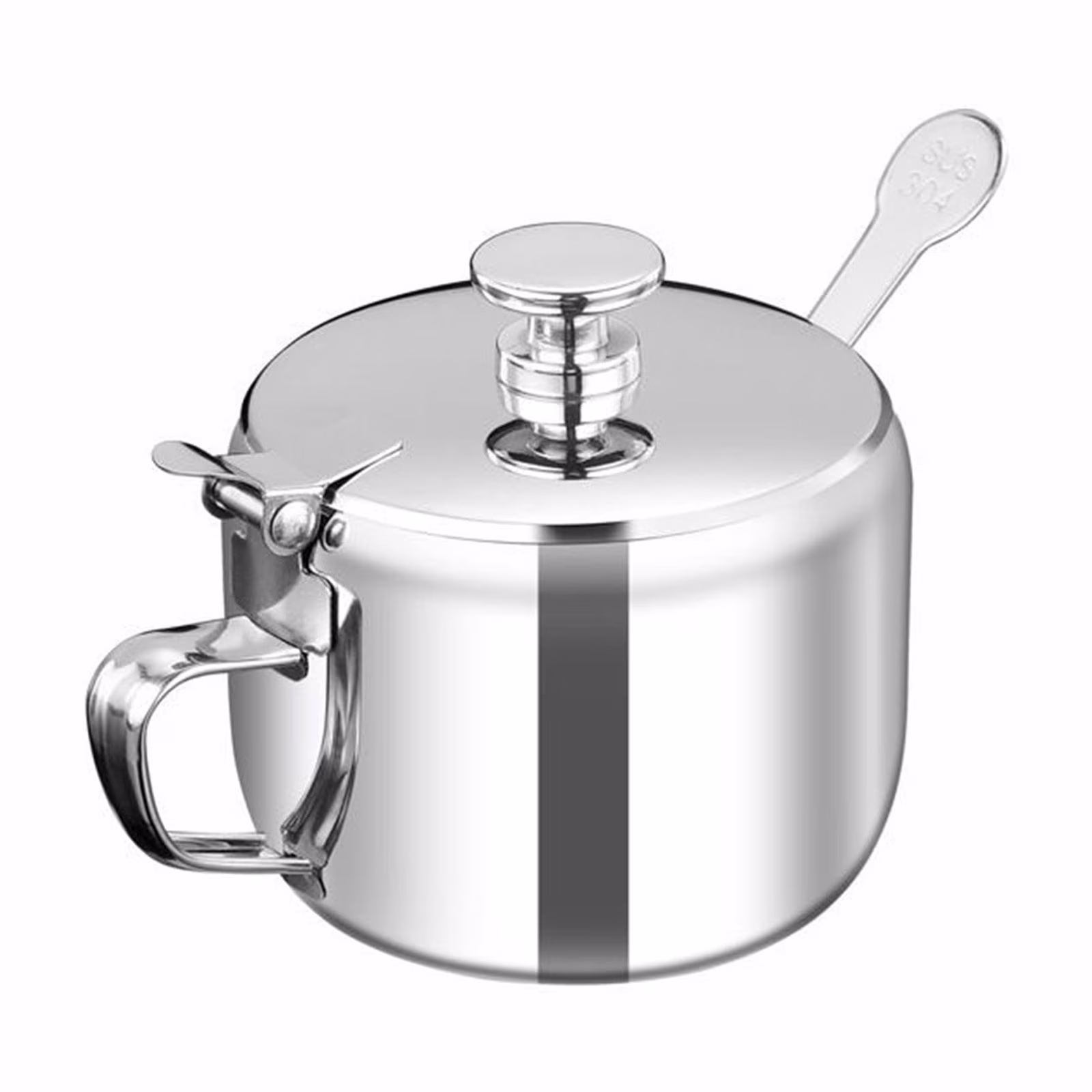 VQPeo Stainless Steel Sugar Bowl with Lid and Spoon Coffee Seasoning Jar Condiment Pot Spice Container Canister Cruet with Lid and Spoon