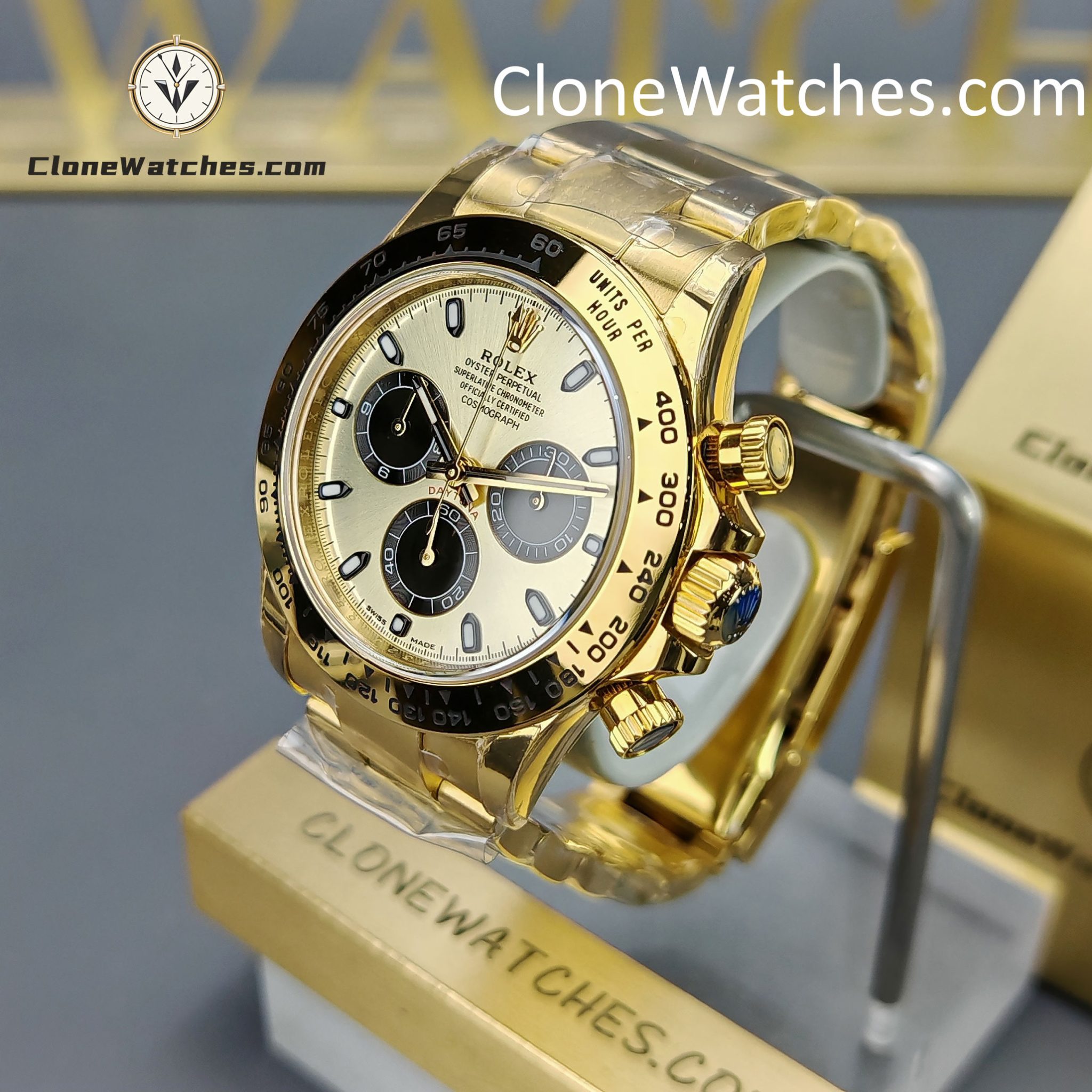 Rolex Super Clone Watches 1:1 Daytona 18K Gold Dial M116508-0014 4130 Movement