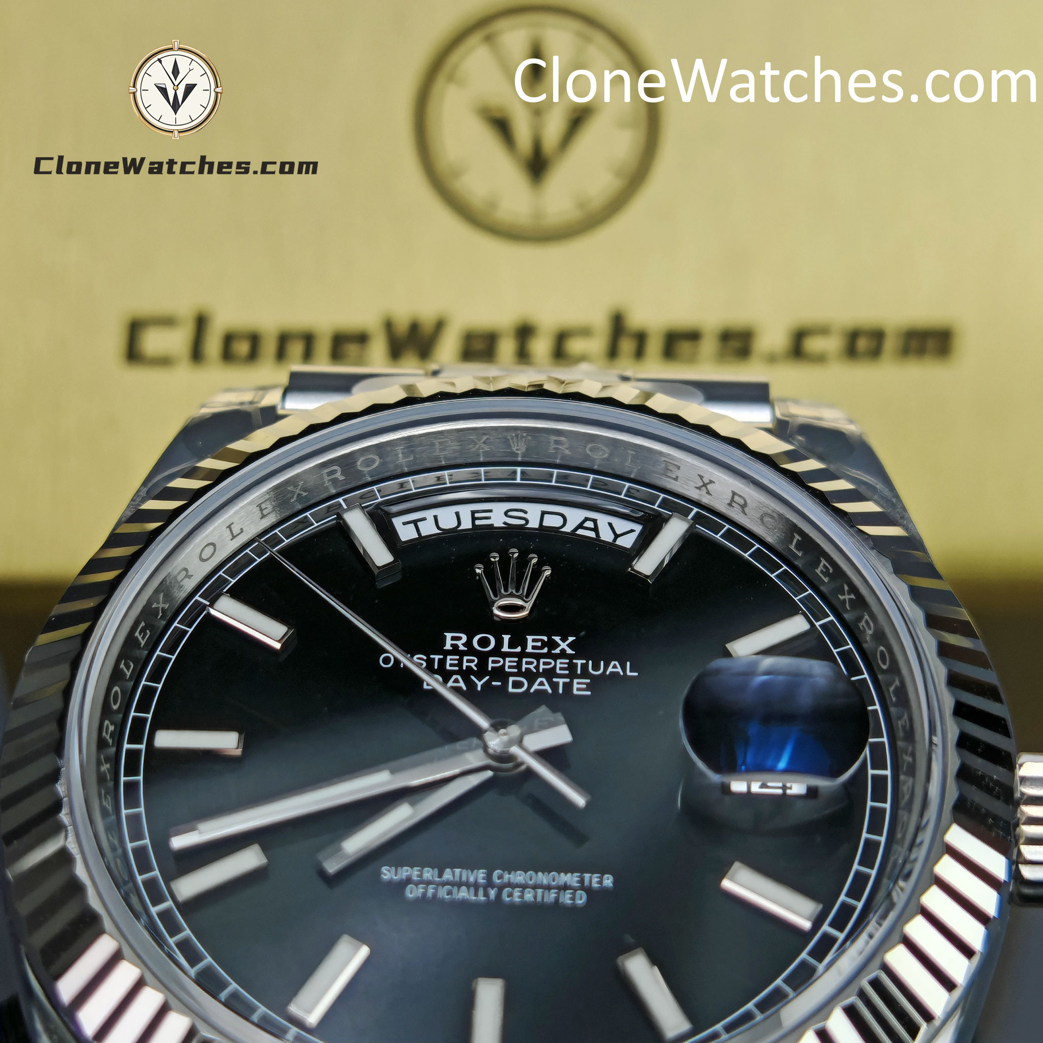 Rolex Super Clone Watches 1:1 Day Date Black Dial 40mm m228239-0004 VSF Version 3255 Movement