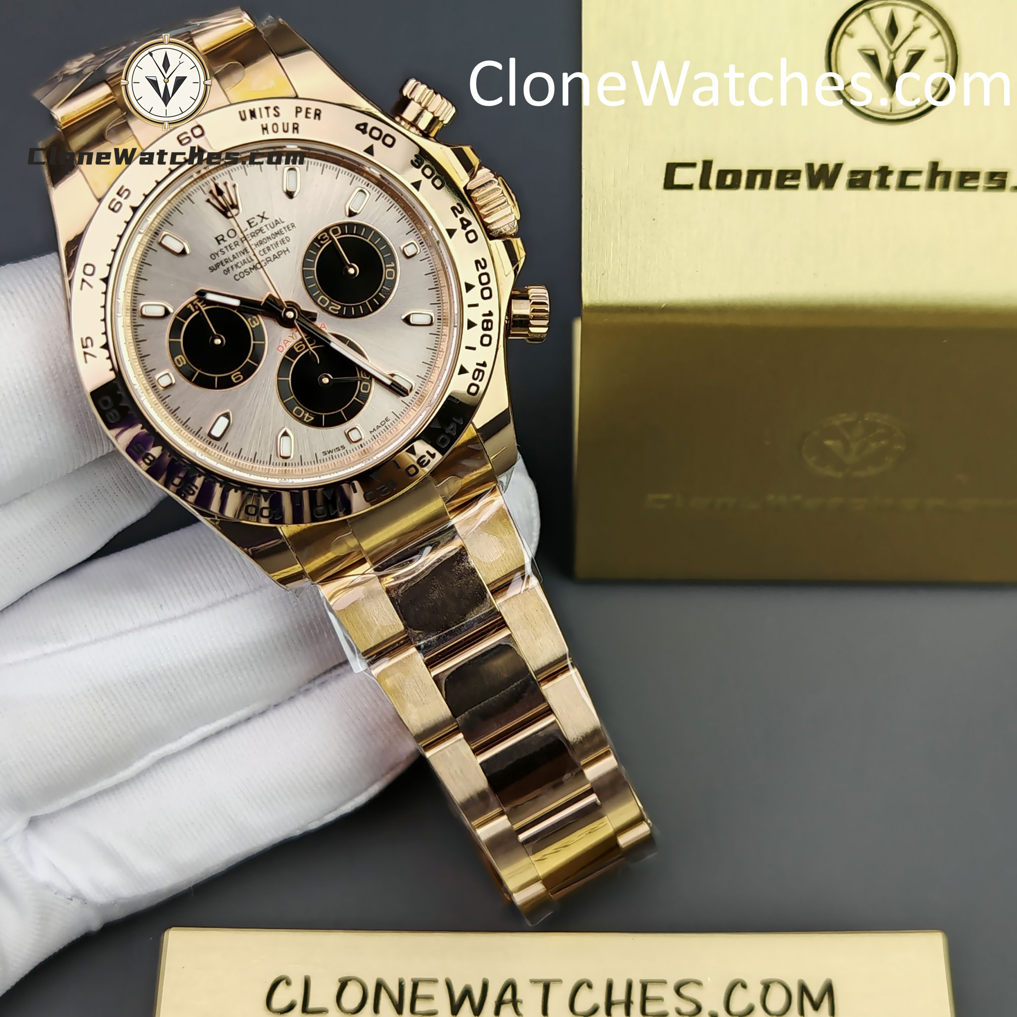 Rolex Super Clone Watches 1:1 Daytona Sundust/Black Dial m116505-0016 4130 Movement