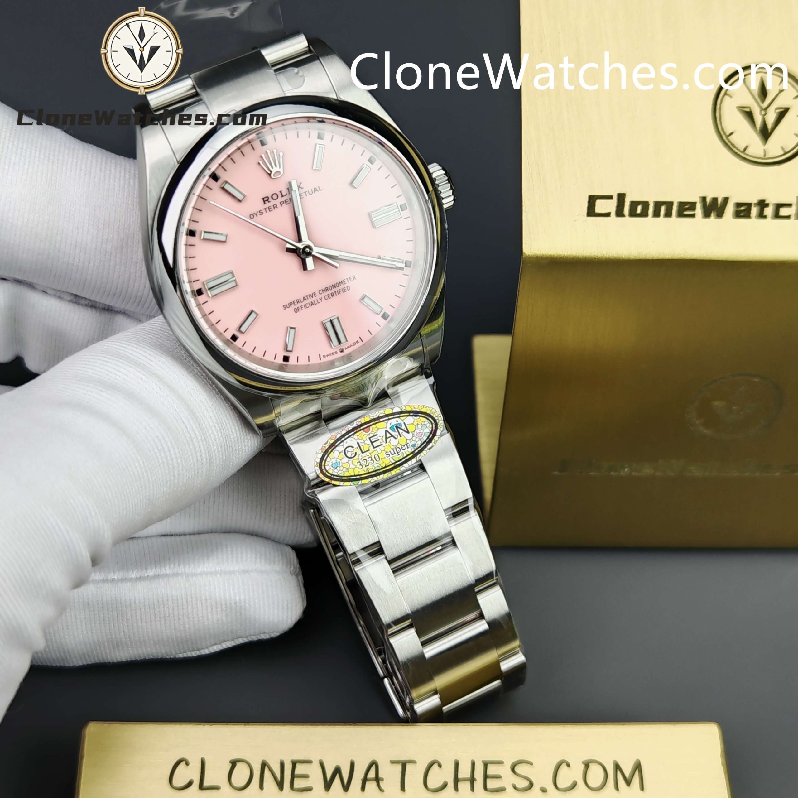 Rolex Super Clone Watches 1:1 Oyster Perpetual Pink Dial 36mm M126000-0008 3230 Movement