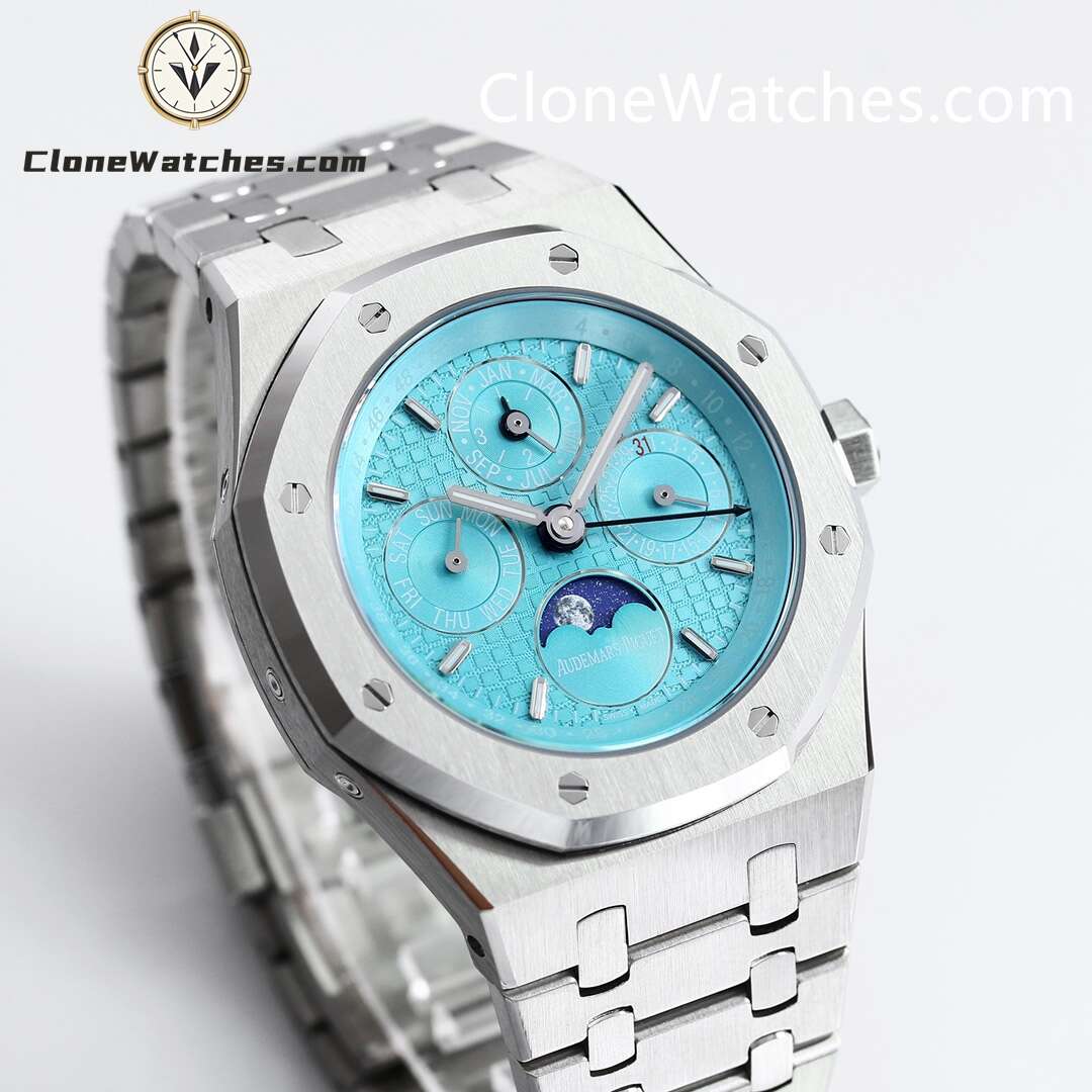 Audemars Piguet Super Clone Watches 1:1 Royal Oak Perpetual Calendar Turquoise Blue 26613ST 41MM