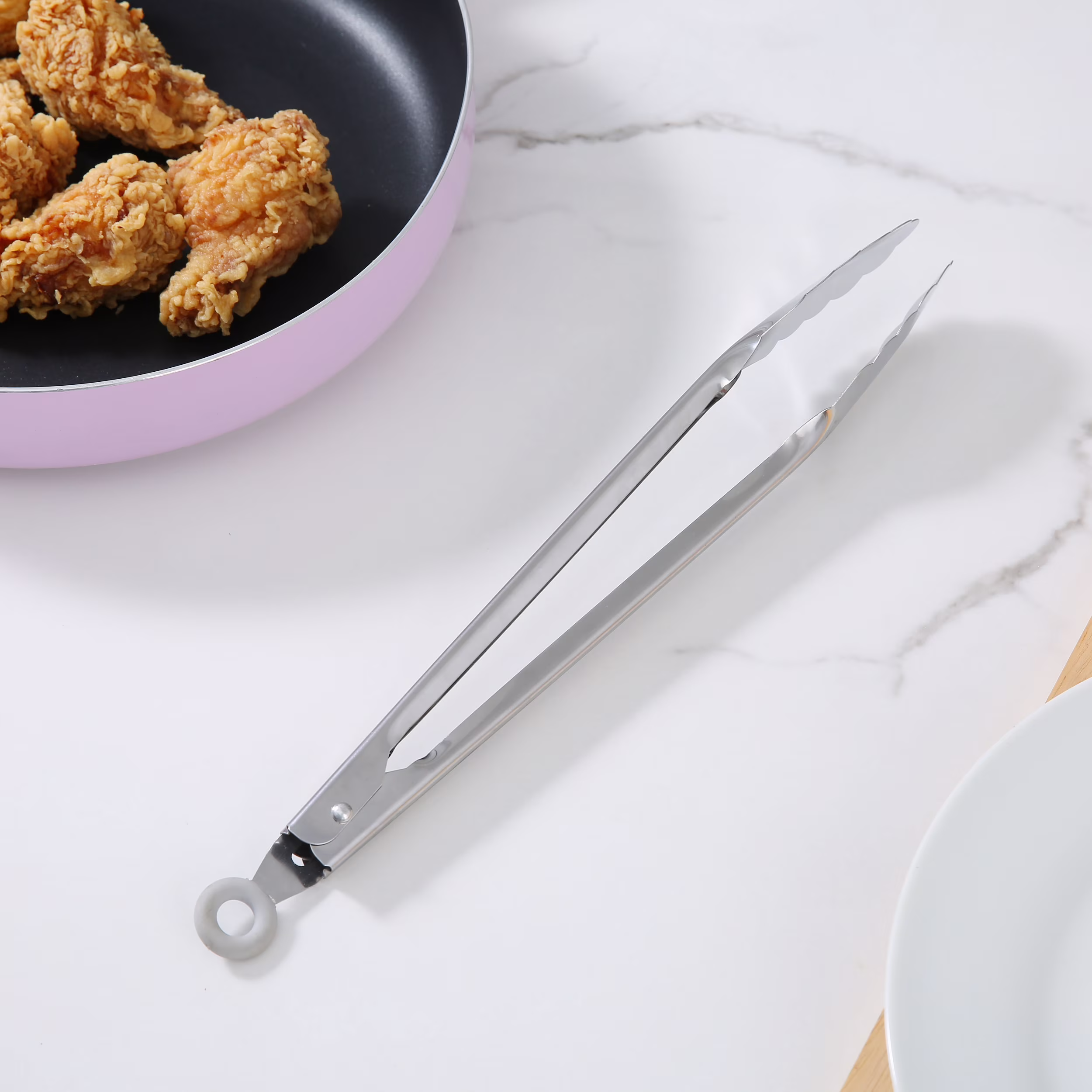 Mainstays 12 Inch Stainless Steel Locking Cooking Tongs with Lock Function - Silver
