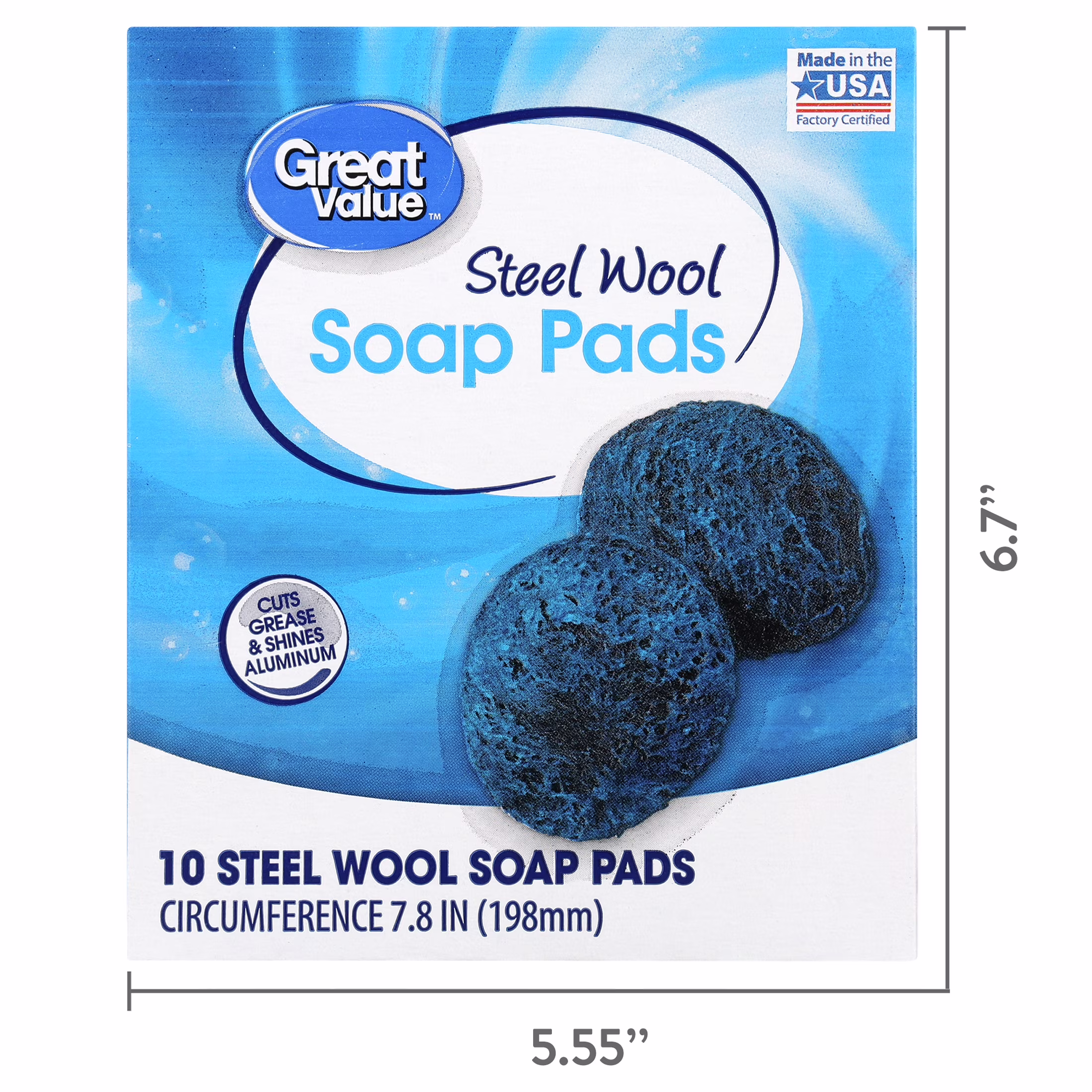 Great Value Steel Wool Soap Pads, 10 Count