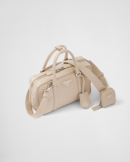Prada Medium antique nappa leather top handle bag - Desert Beige