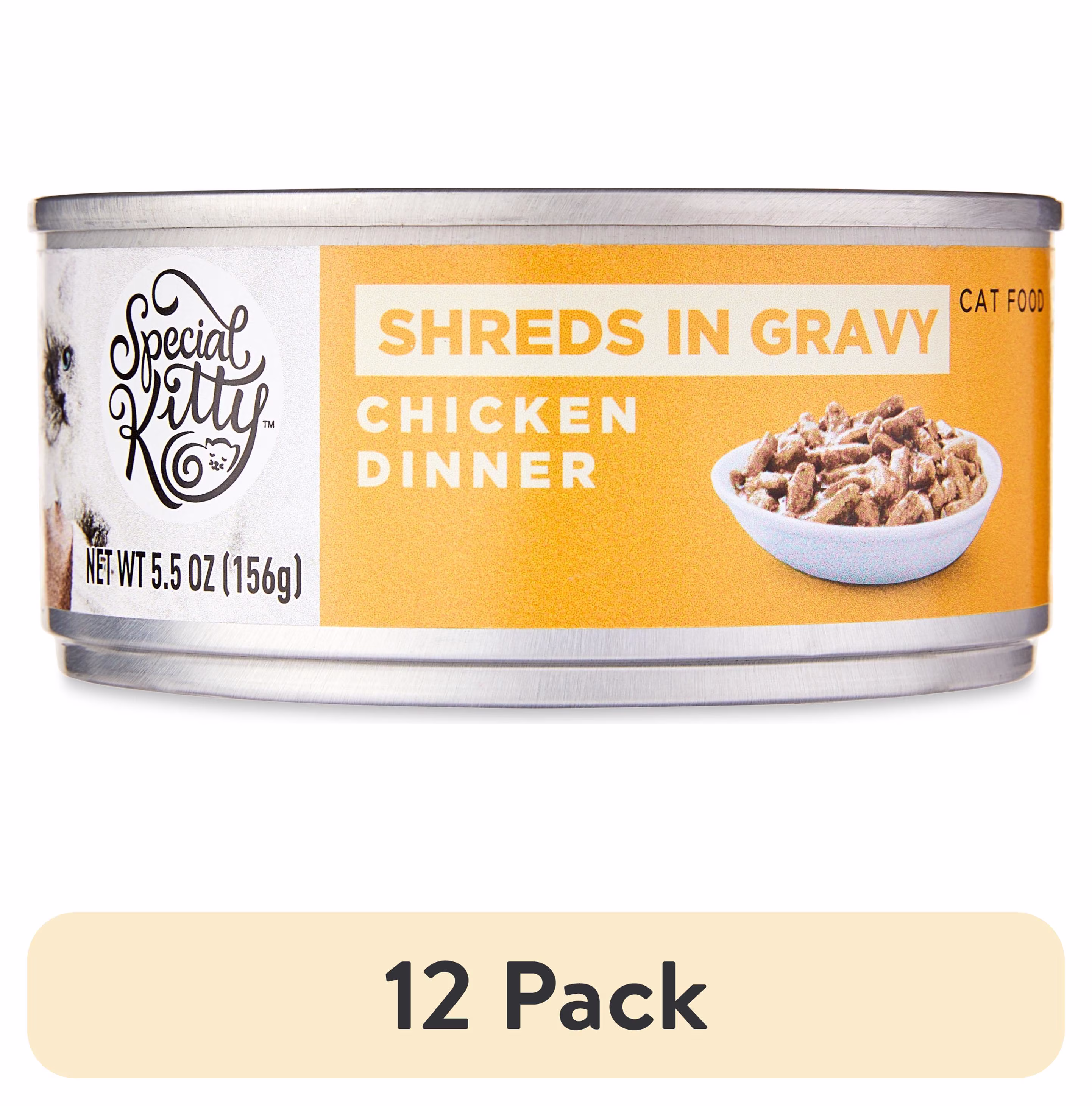 Special Kitty Chicken Dinner Shreds in Gravy Wet Cat Food, 5.5 oz Can