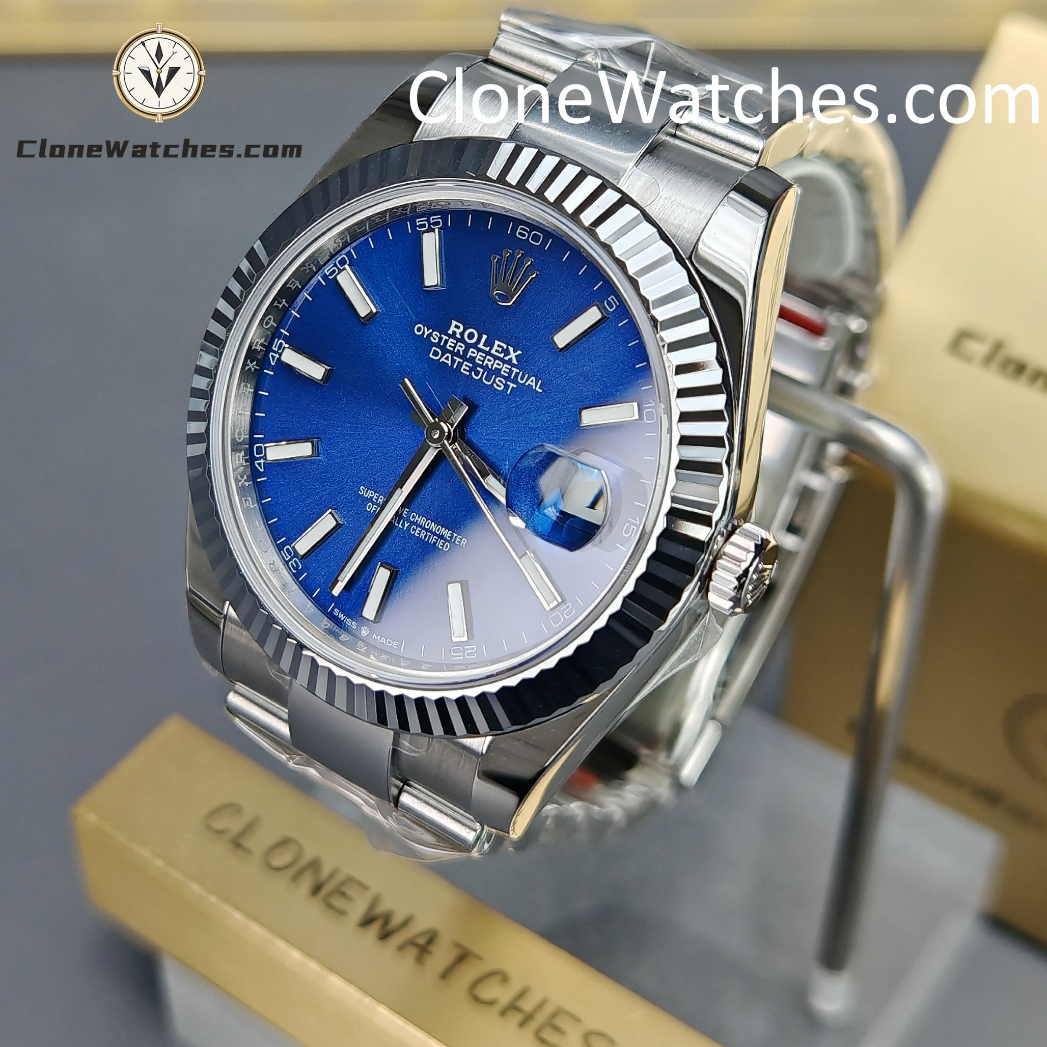 Rolex Super Clone Watches 1:1 DateJust Blue Dial m126334-0001 Oyster 41MM 3235 Movement