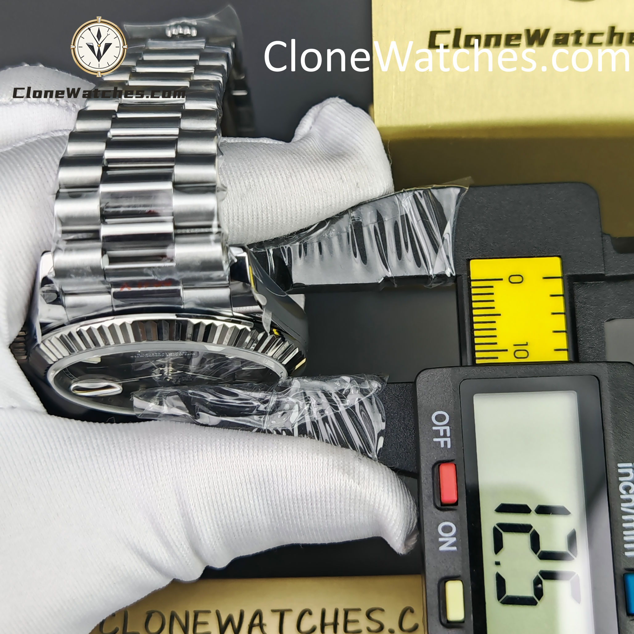 Rolex Super Clone Watches 1:1 Day Date Grey Dial 40mm m228239-0060 Presidential Bracelet