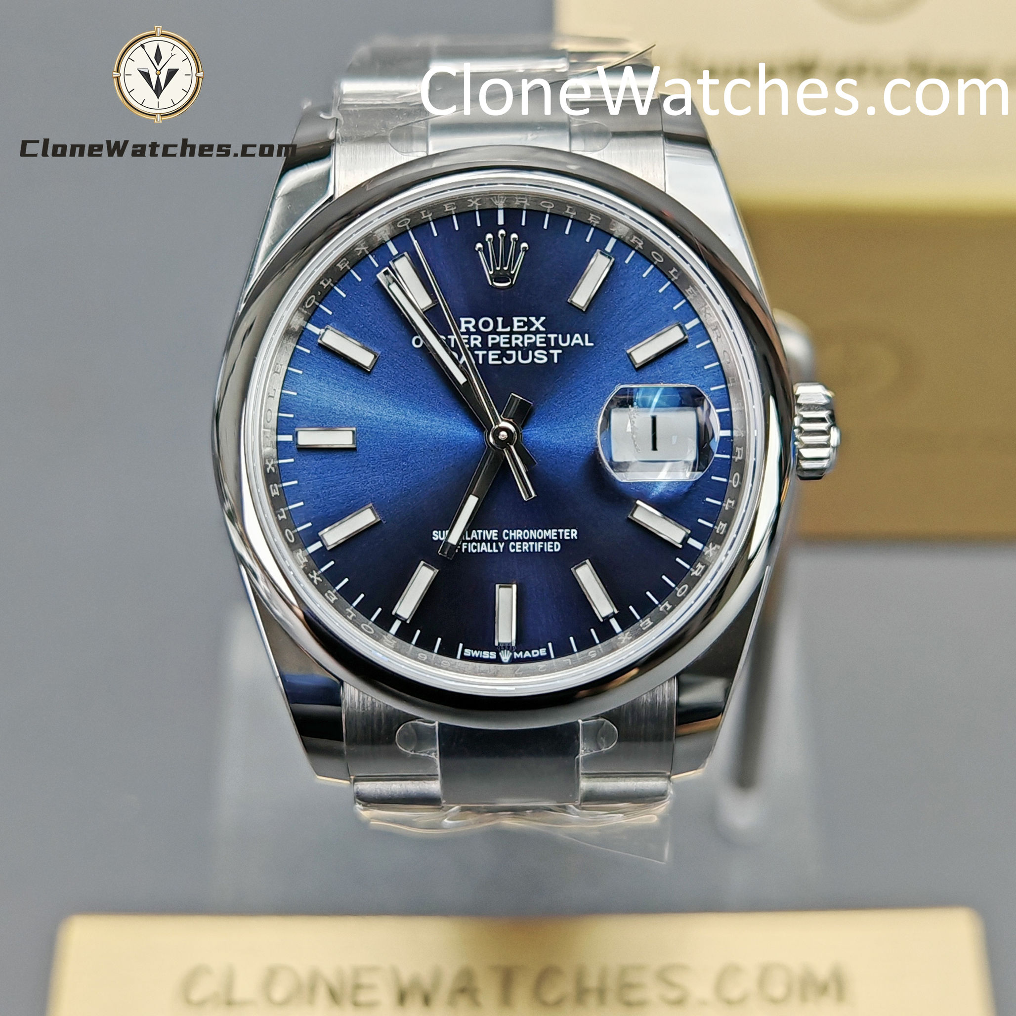 Rolex Super Clone Watches 1:1 DateJust Blue Dial m126200-0006 Oyster 36MM 3235 Movement