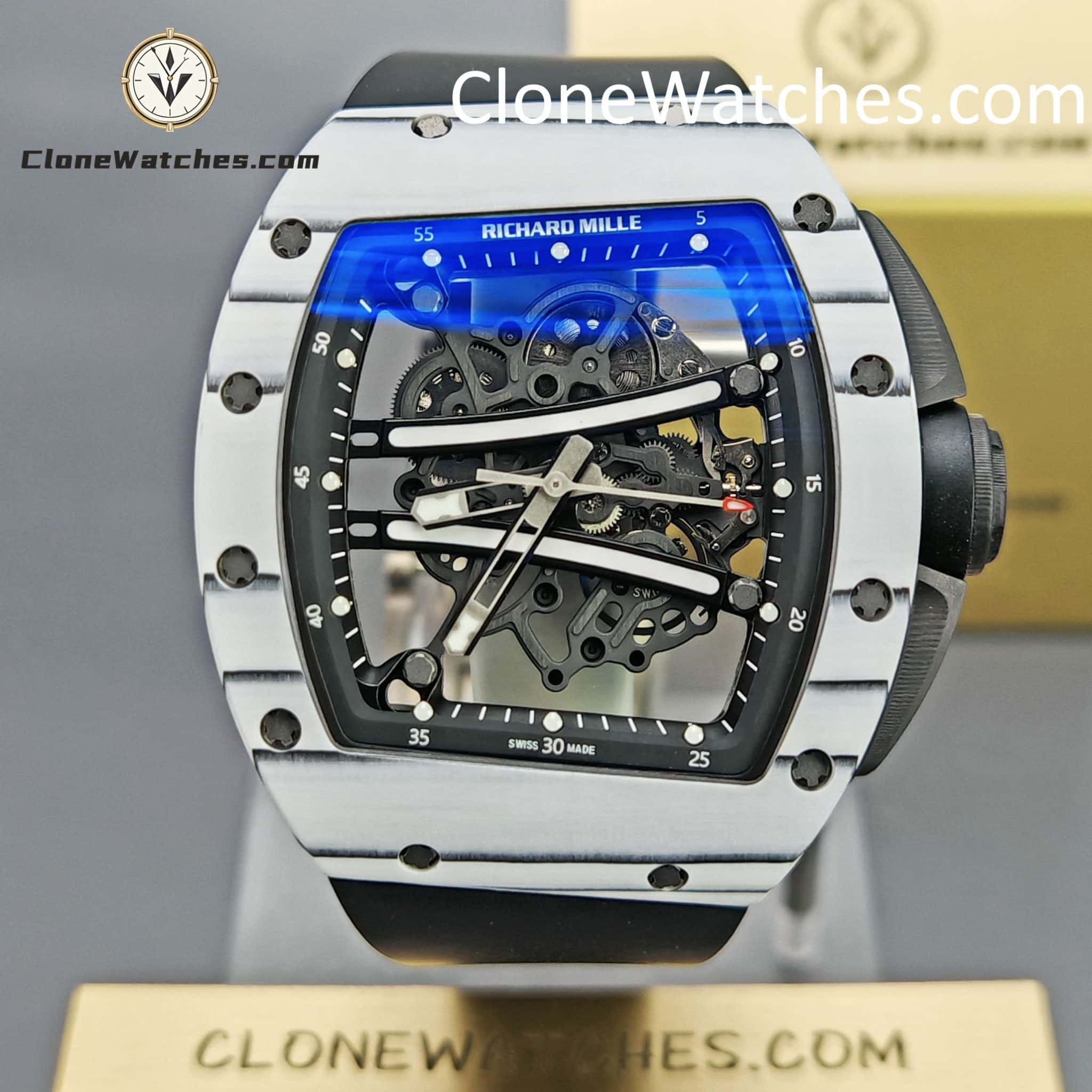 Richard Mille Super Clone Watches 1:1 RM 61-01 ULTIMATE EDITION Tourbillon White Strap