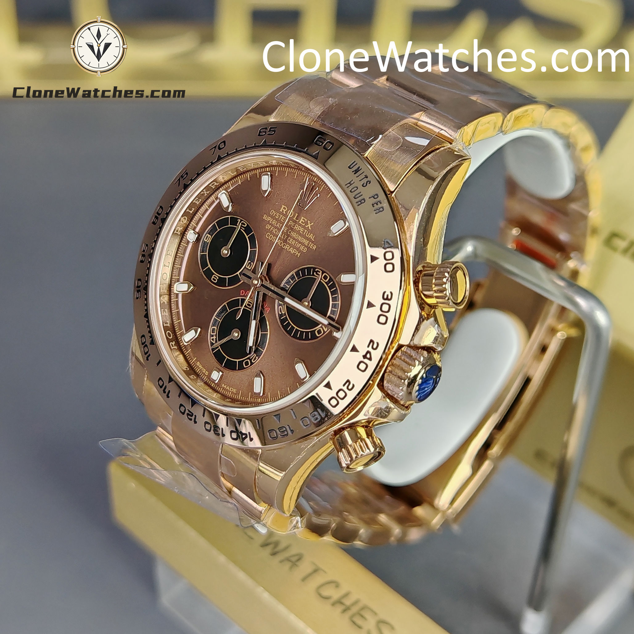 Rolex Super Clone Watches 1:1 Daytona Rose Gold Chocolate Dial m116505-0013 4130 Movement