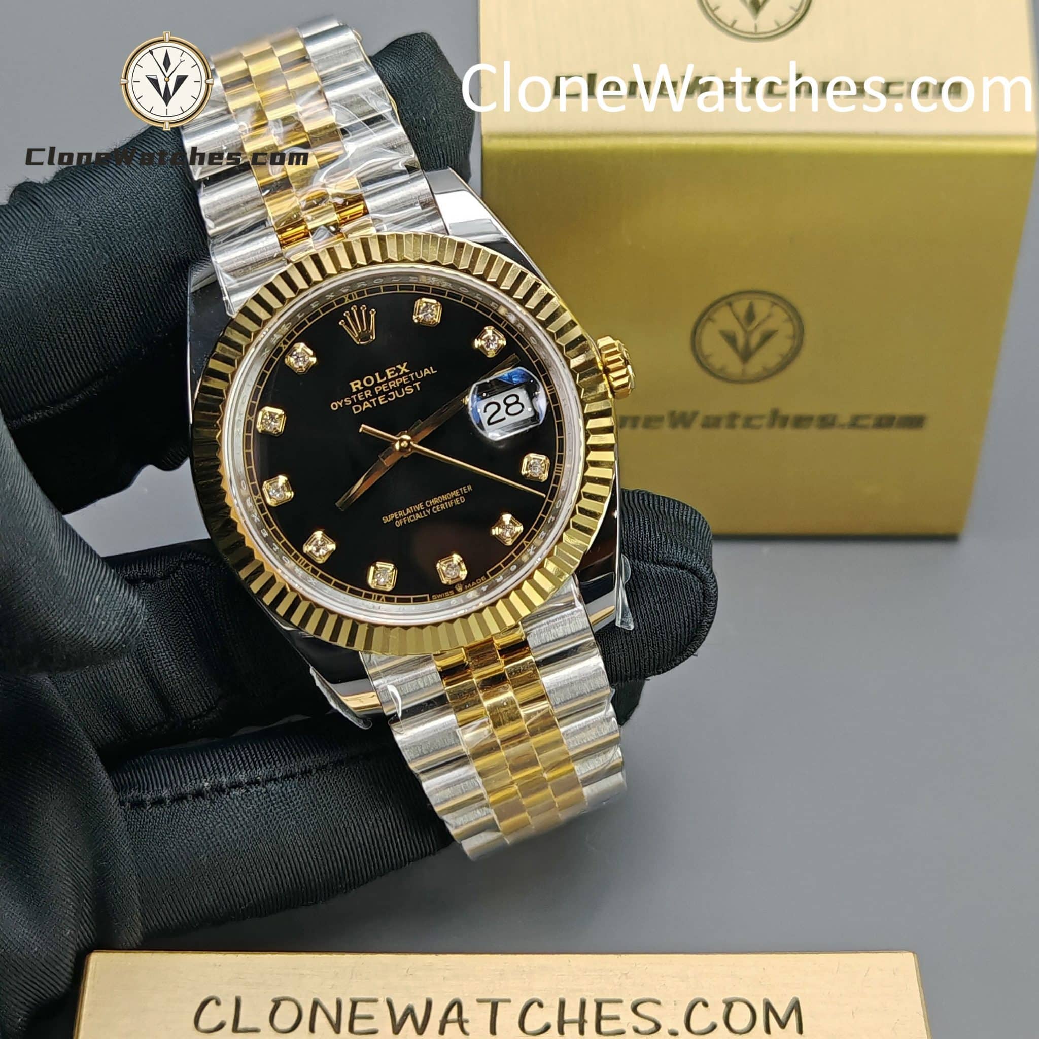 Rolex super replica watch 1:1 DateJust Black Diamond Dial m126333-0006 Jubilee 41MM 3235 movement