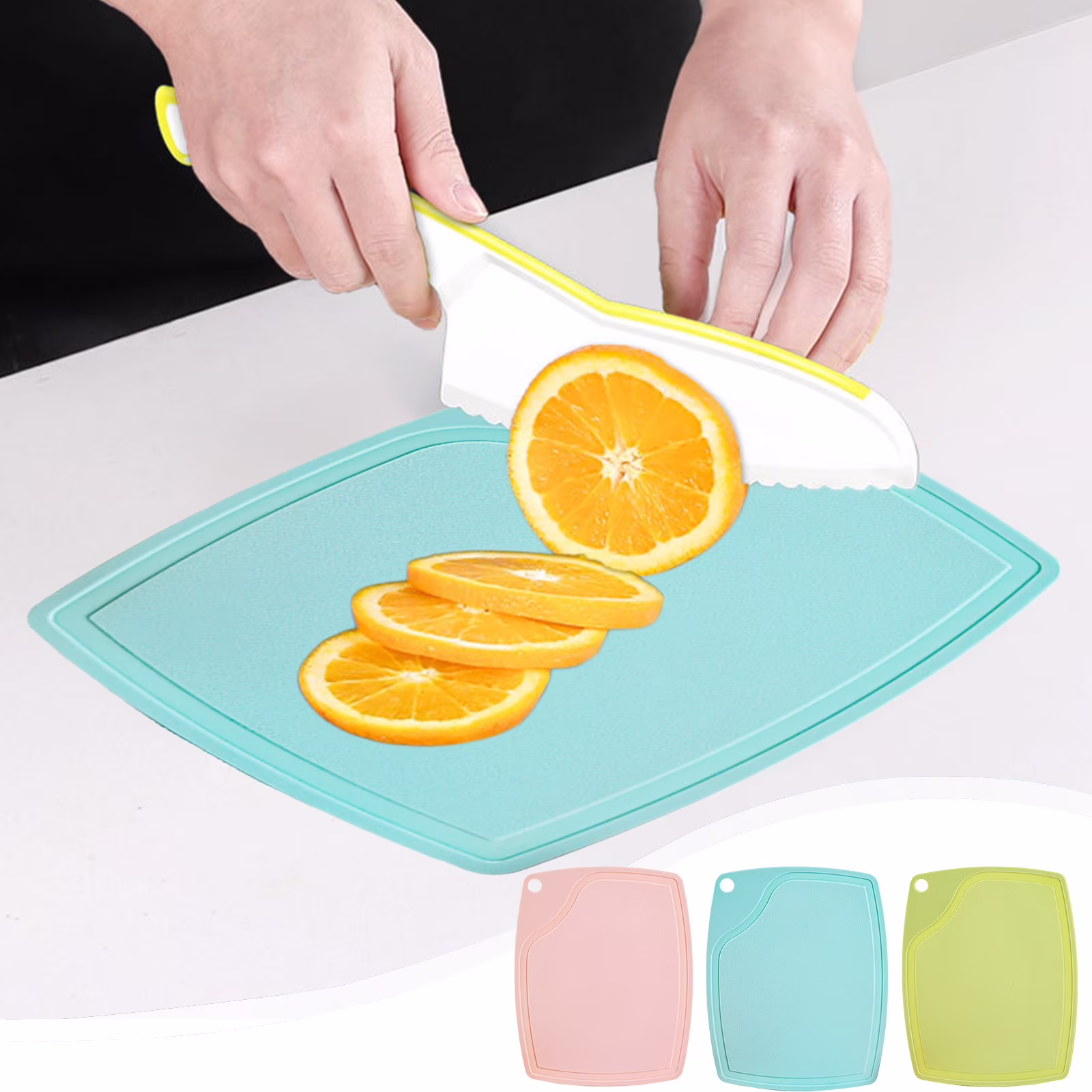 CuiLiyq Small Plastic Cutting Board, 7.5 x 6 Inch Chopping Board for Kitchen, Dishwasher Safe Board with Juice Grooves for Fruit Vegetable Meat, Blue