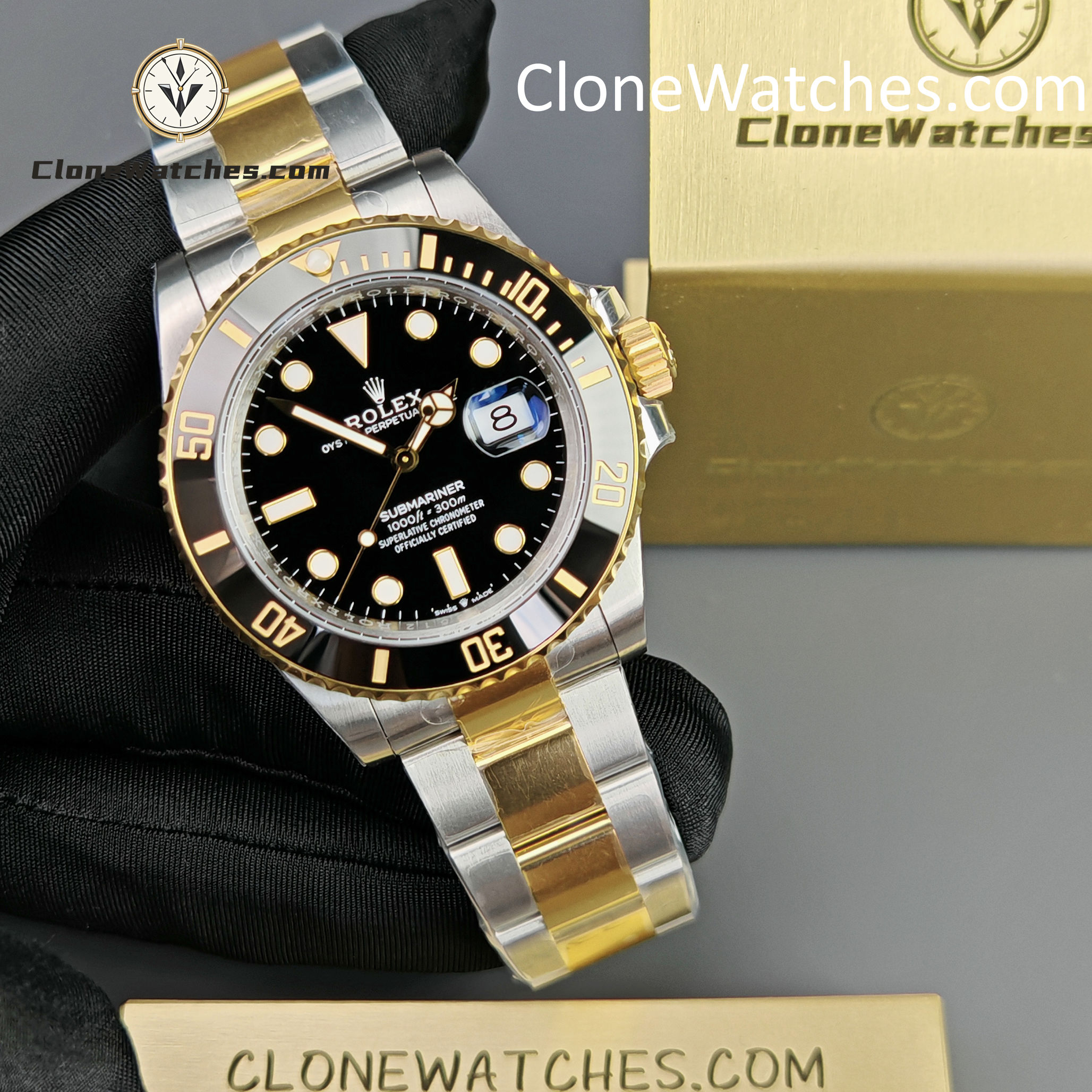 Rolex Super Clone Watches 1:1 Submariner Gold Steel m126613ln-0002 3235 Movement