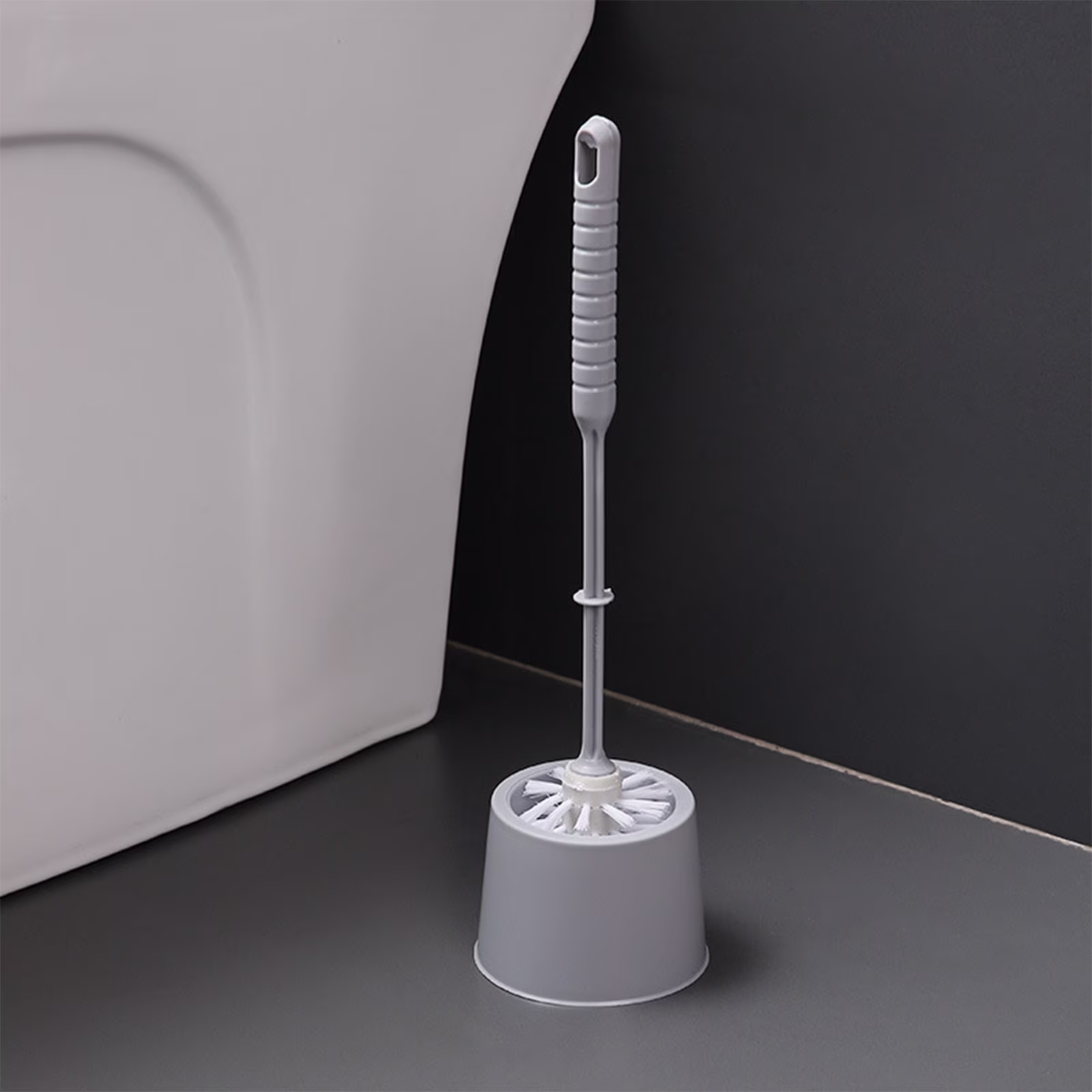 LSLJS Toilet Brush Compact Toilet Cleaner Space Saving Storage Toilet Brush and Holder Set Non-Slip Grip Deep Cleaning Bathroom, Toilet Bowl Brush