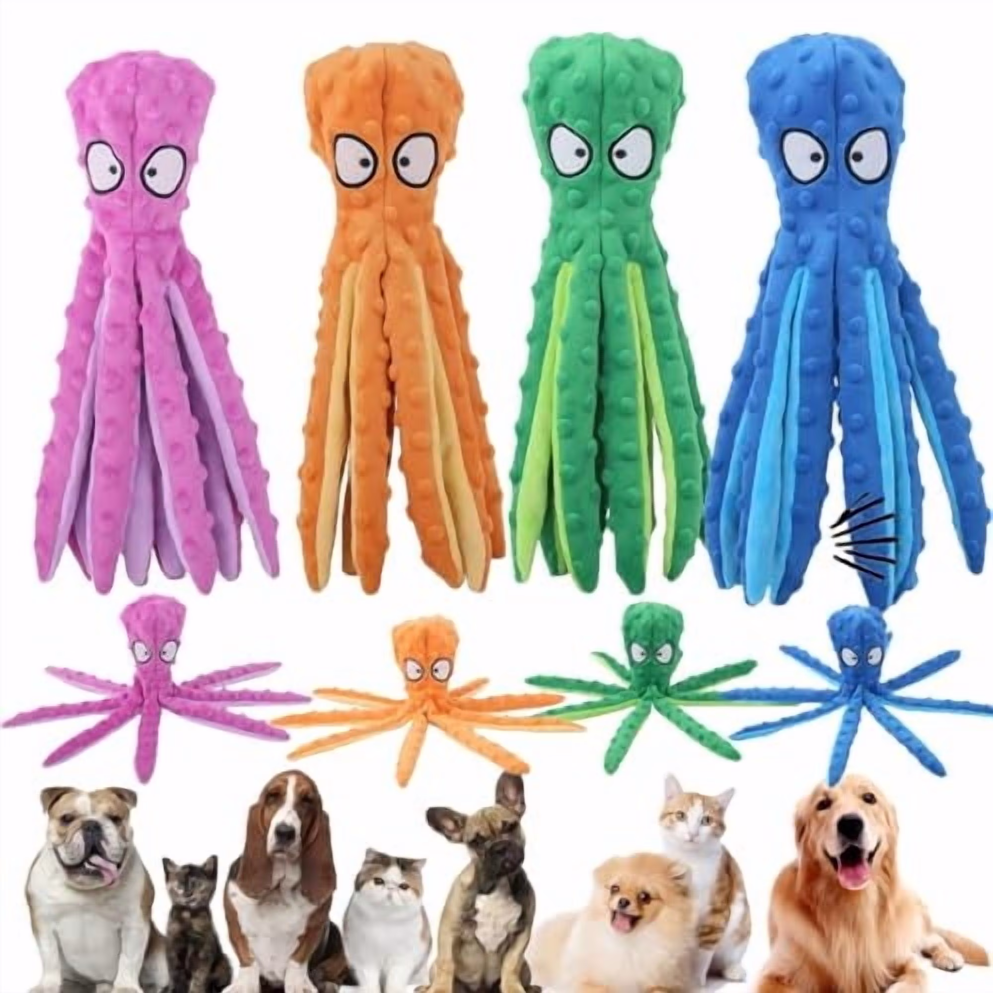 Aonerit Octopus Dog Toys, No Stuffing Crinkle Dog Toys for Aggressive Chewers, Durable Interactive Chew Toys for Dogs Training and Reduce Boredom